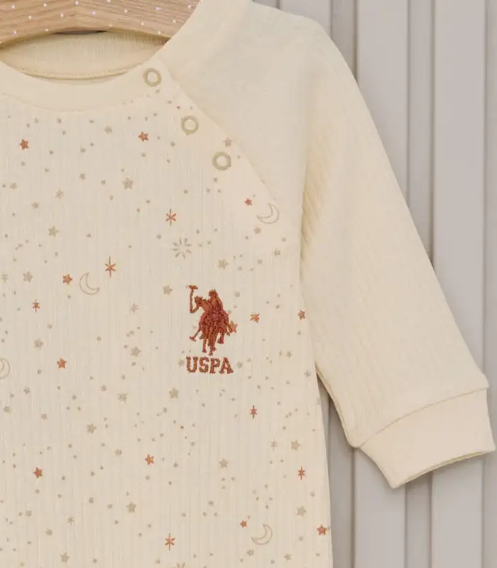 Kız Bebek Uzun Kol Patiksiz Tulum  Krem