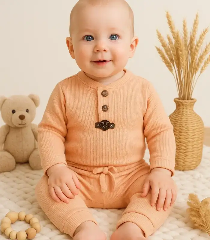 Waffle Çıtlı Düğmeli 2li Mevsimlik Takım