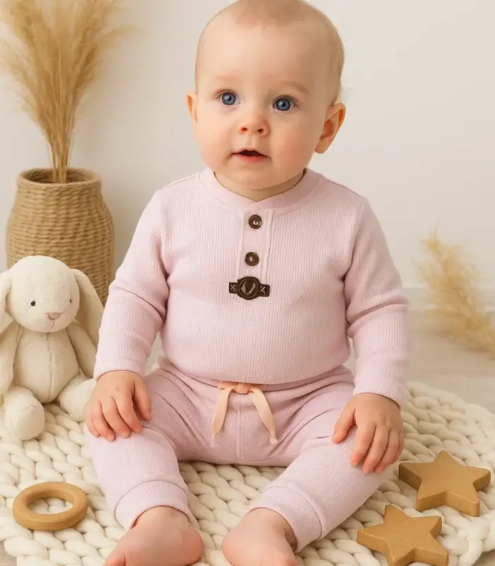 Waffle Çıtlı Düğmeli 2li Mevsimlik Takım