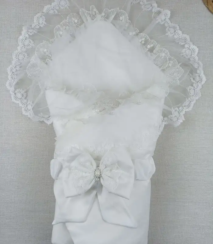 Yenidoğan İpek Pamuklu İnci Lüks Kundak Bebek Battaniyesi Ekru