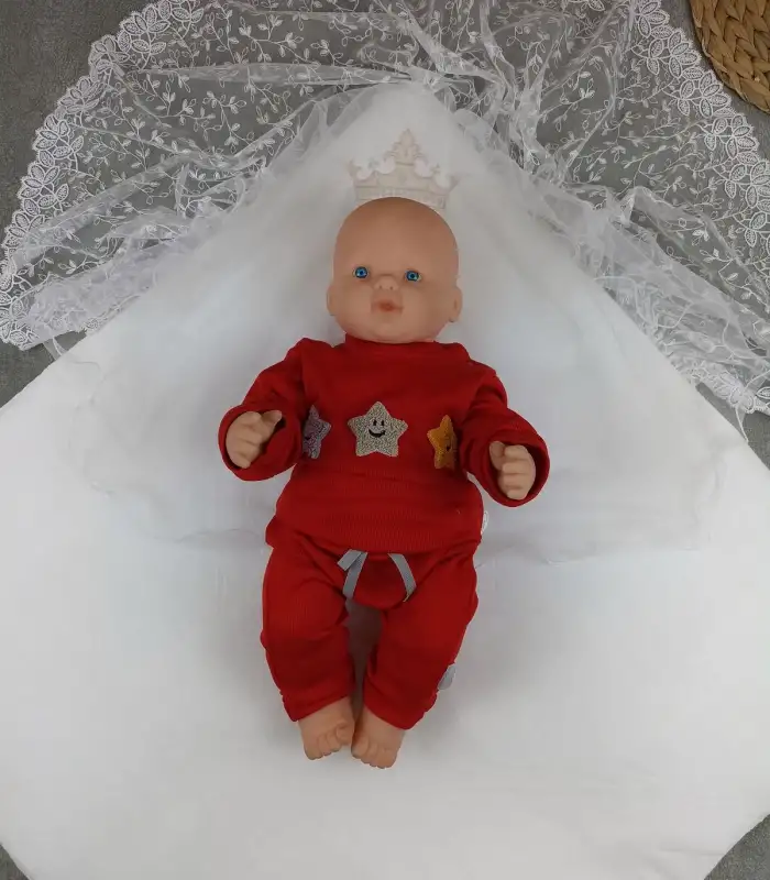 Yenidoğan Kumru Plazma Taçlı Lüks Kundak Bebek Battaniyesi Ekru