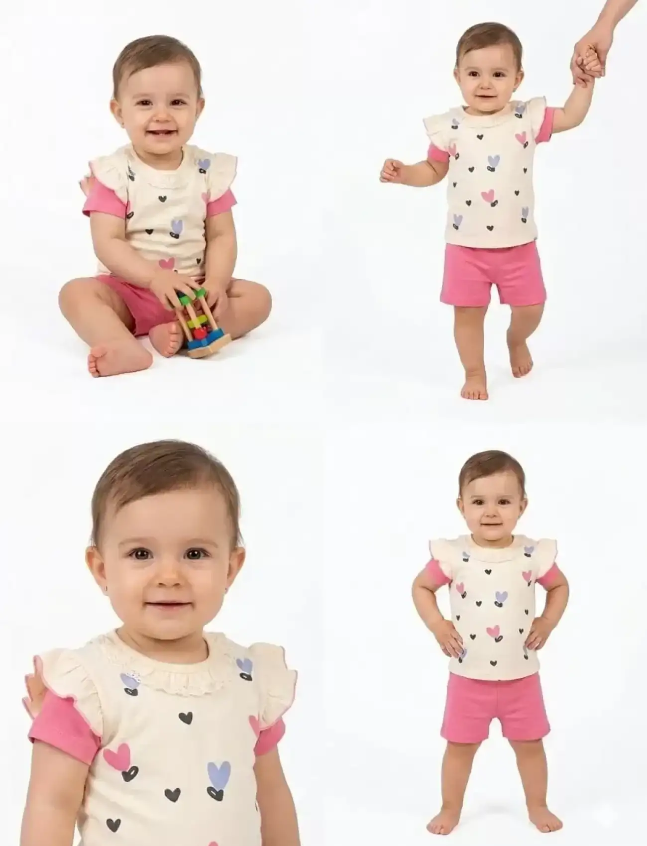 1/3 Yaş Piti Kalp Baskılı Çocuk Takımı