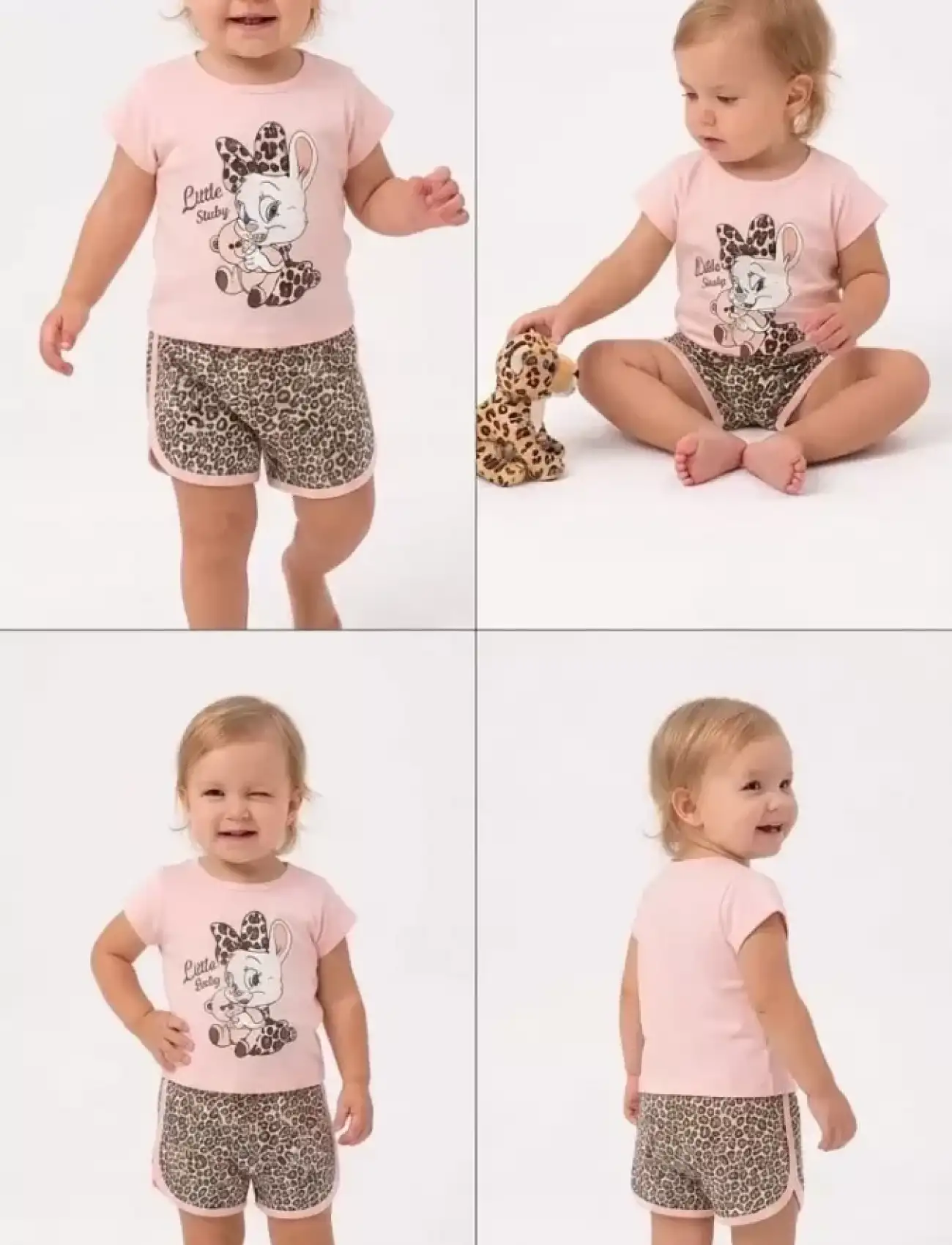1/4 Yaş Leopar Tavşan Baskılı Çocuk Takımı