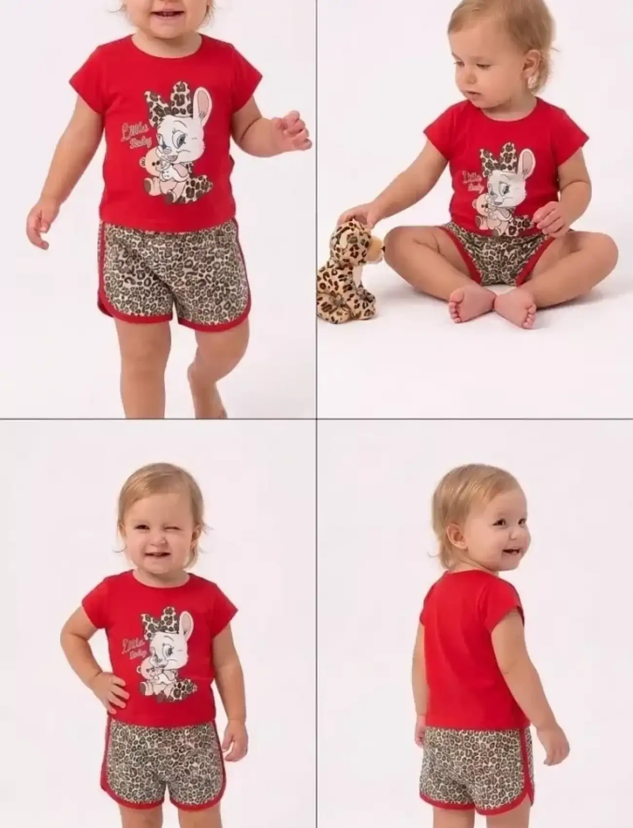 1/4 Yaş Leopar Tavşan Baskılı Çocuk Takımı