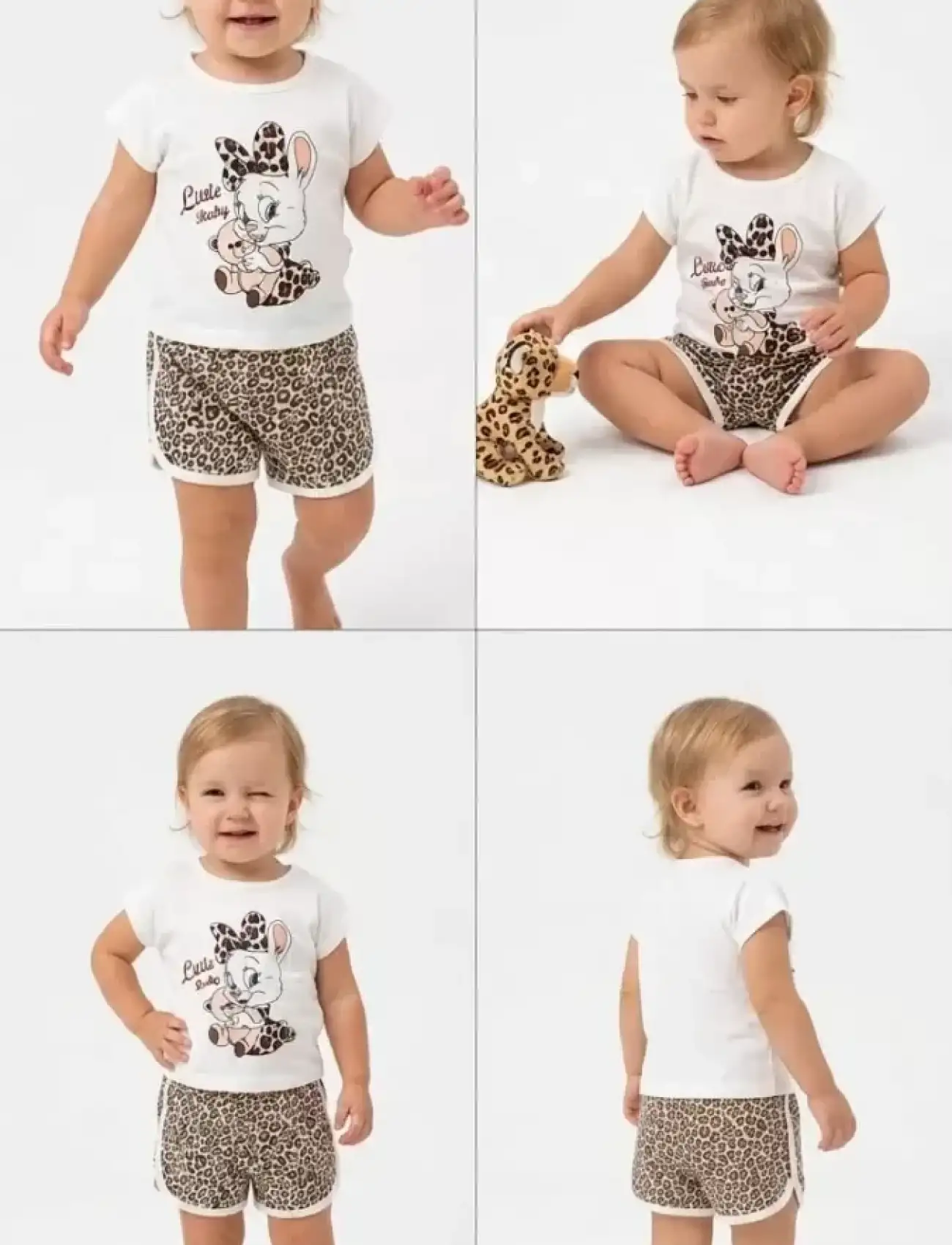 1/4 Yaş Leopar Tavşan Baskılı Çocuk Takımı