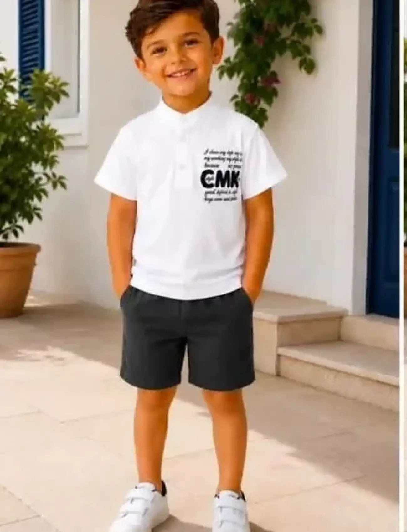 2/10 Yaş Keten Tişört Denim Şort Çocuk Takımı