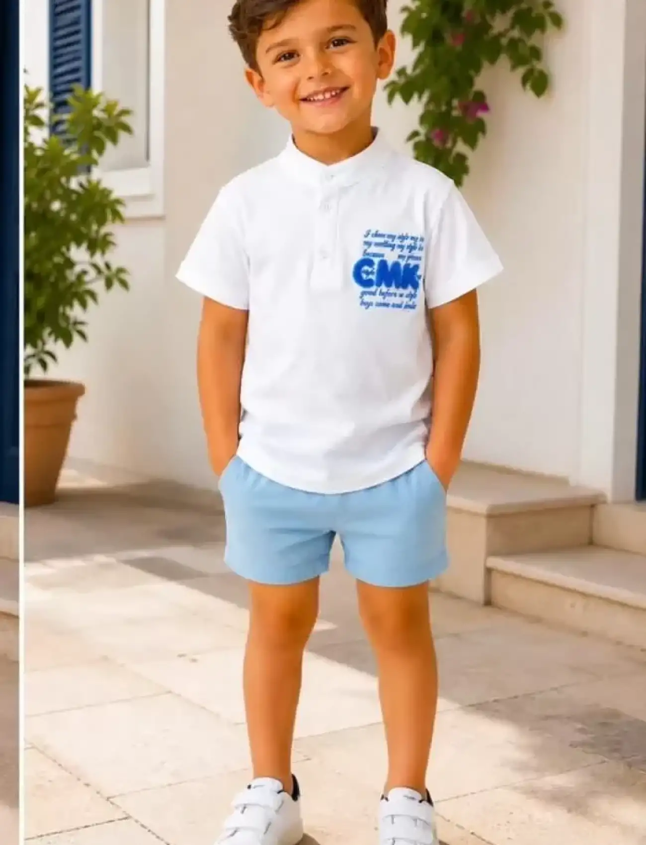 2/10 Yaş Keten Tişört Denim Şort Çocuk Takımı