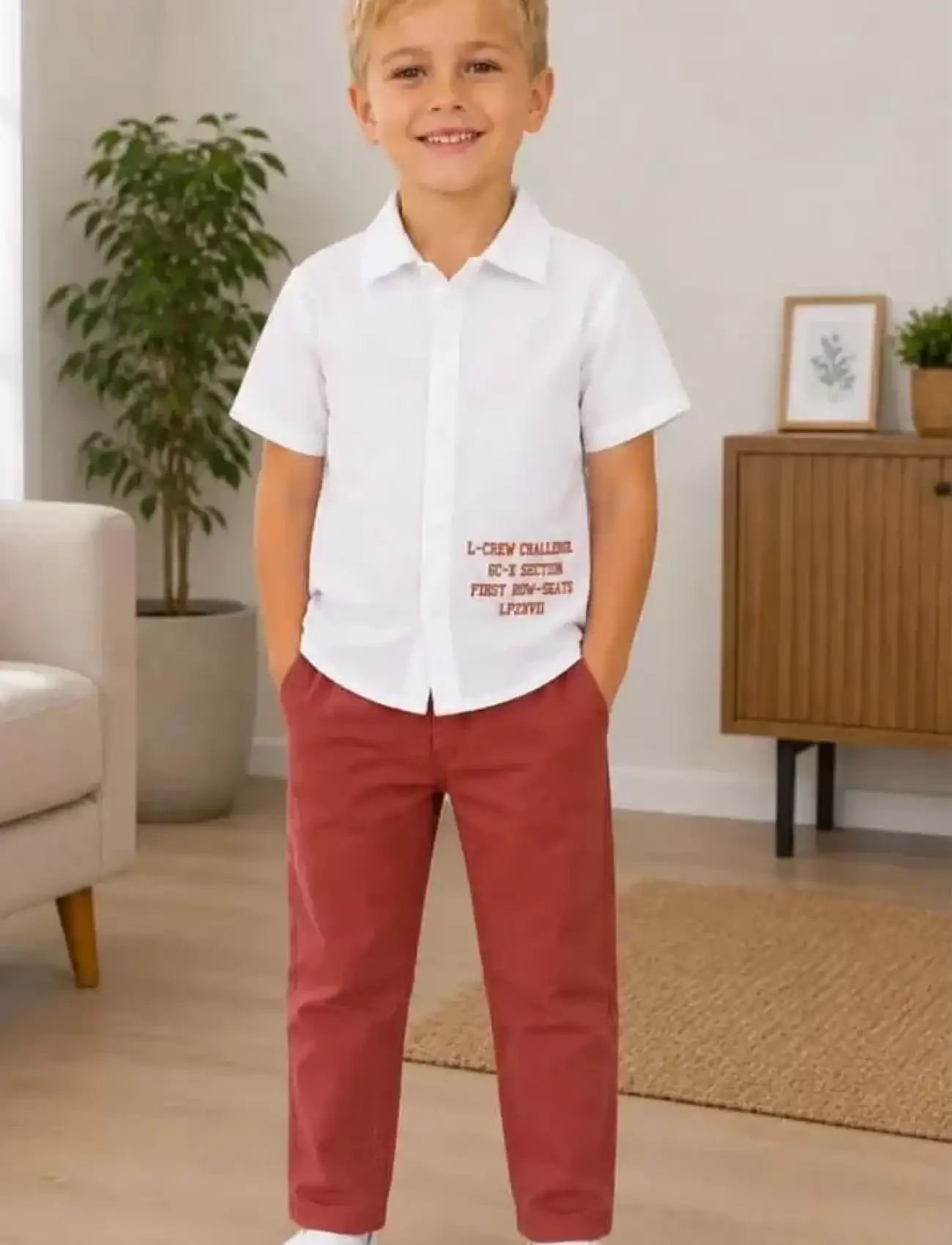 2/10 Yaş Müslin Gömlek Denim Pantolon Çocuk Takımı