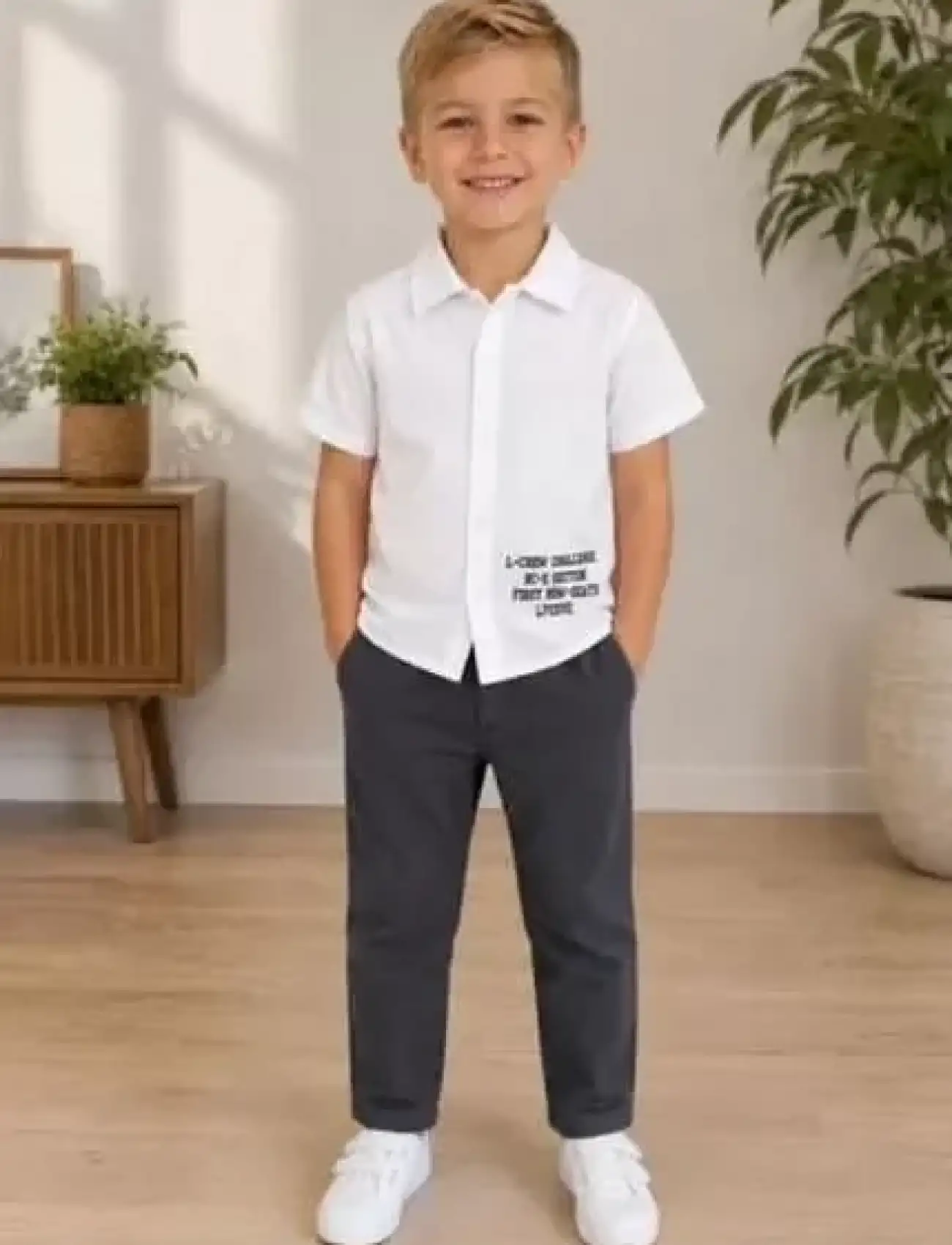 2/10 Yaş Müslin Gömlek Denim Pantolon Çocuk Takımı