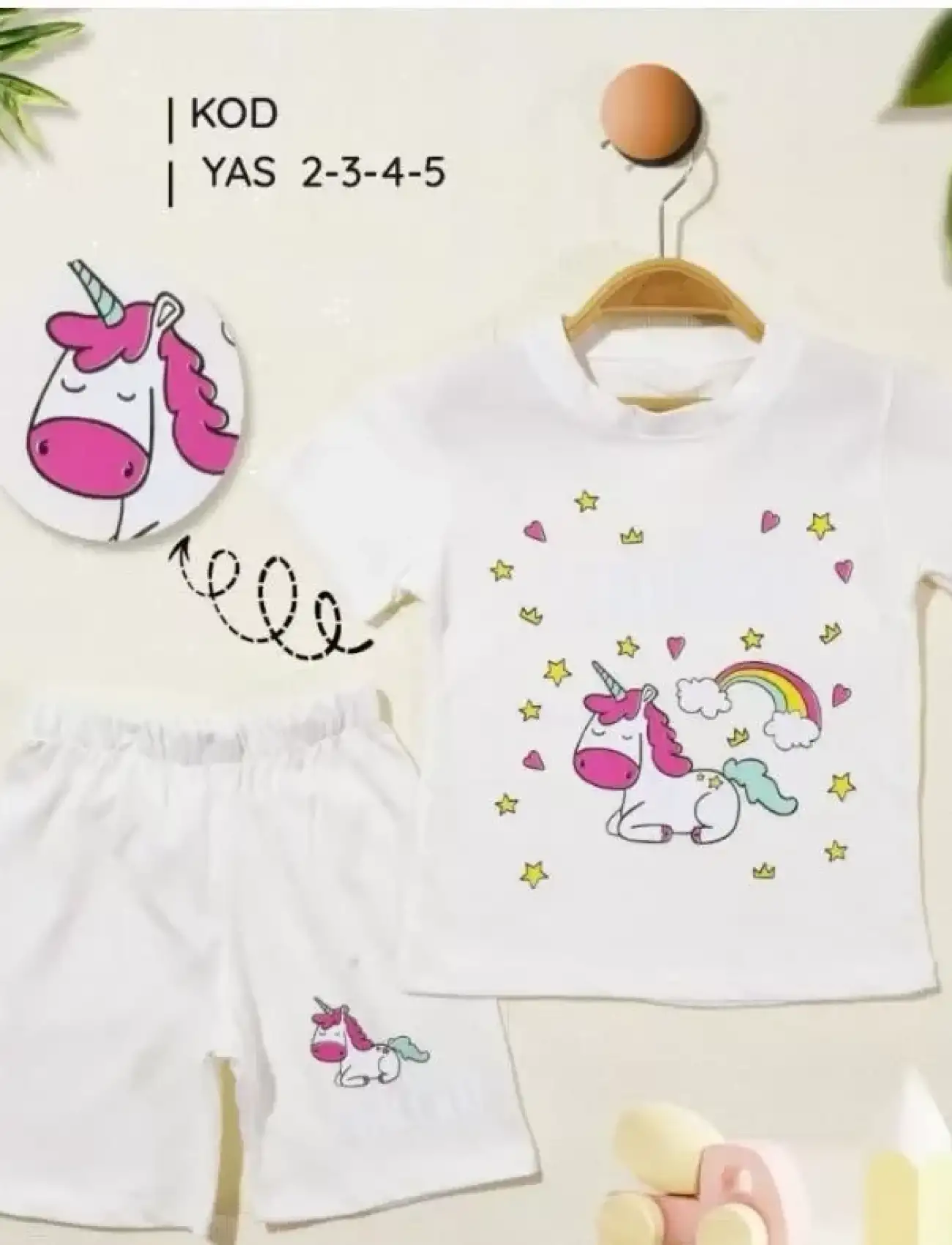2/5 Yaş Unicorn Baskılı Çocuk Takımı