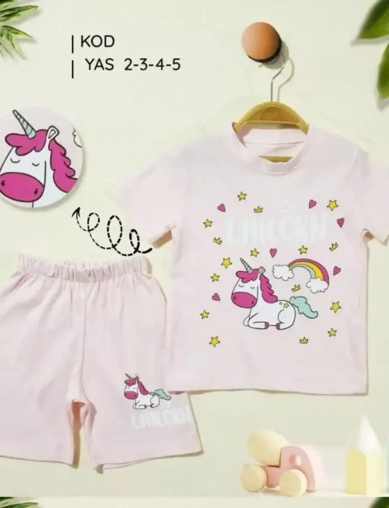 2/5 Yaş Unicorn Baskılı Çocuk Takımı