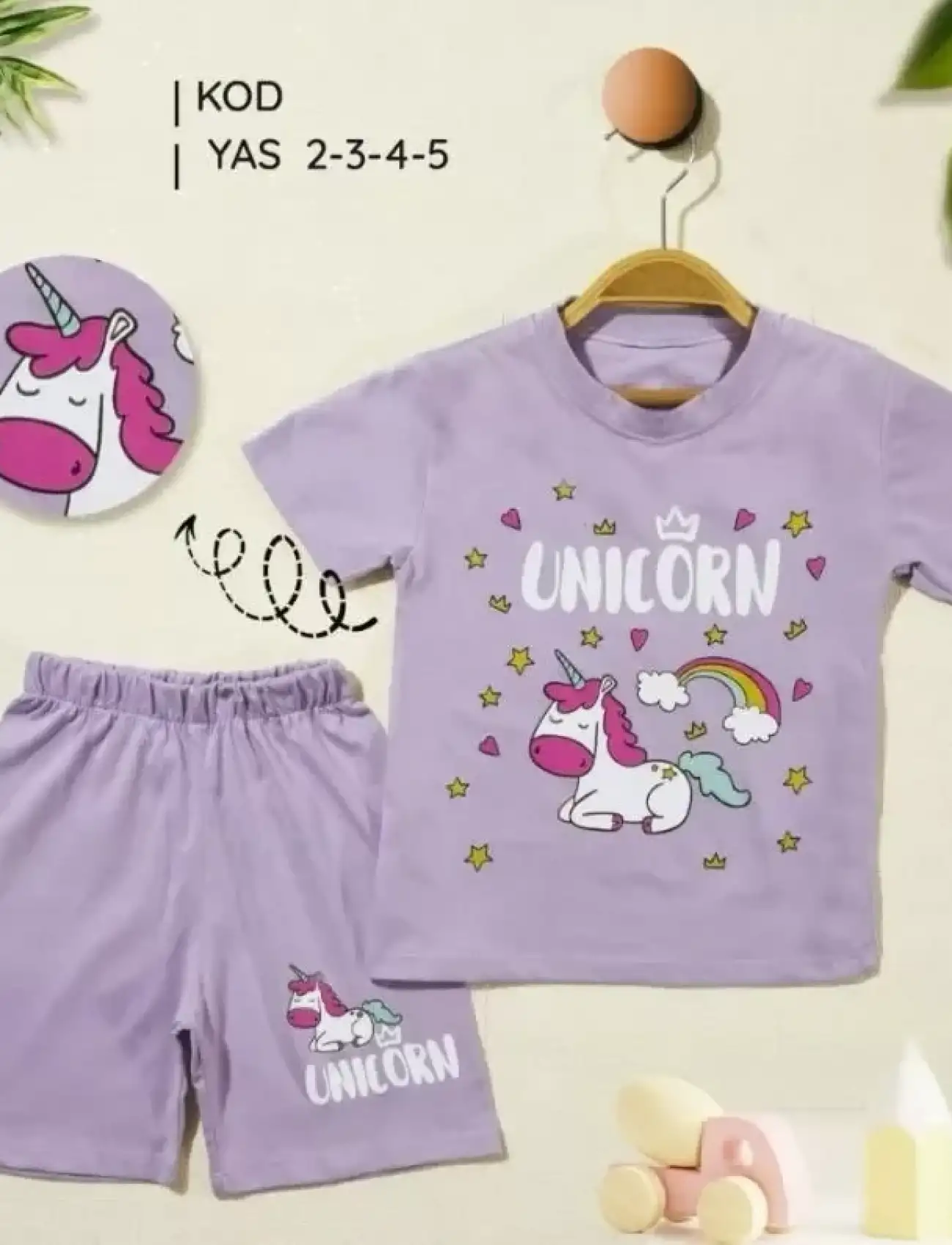 2/5 Yaş Unicorn Baskılı Çocuk Takımı