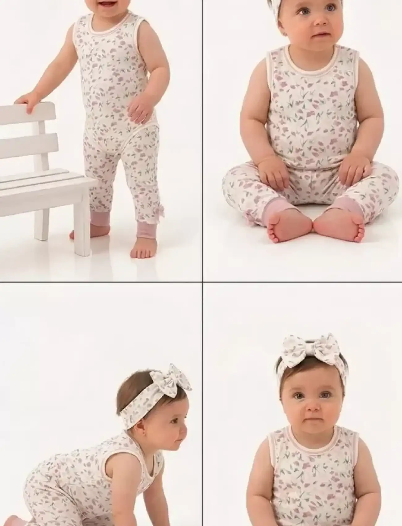 3/12 Ay Bandanalı Askılı Pamuk Bebek Takımı