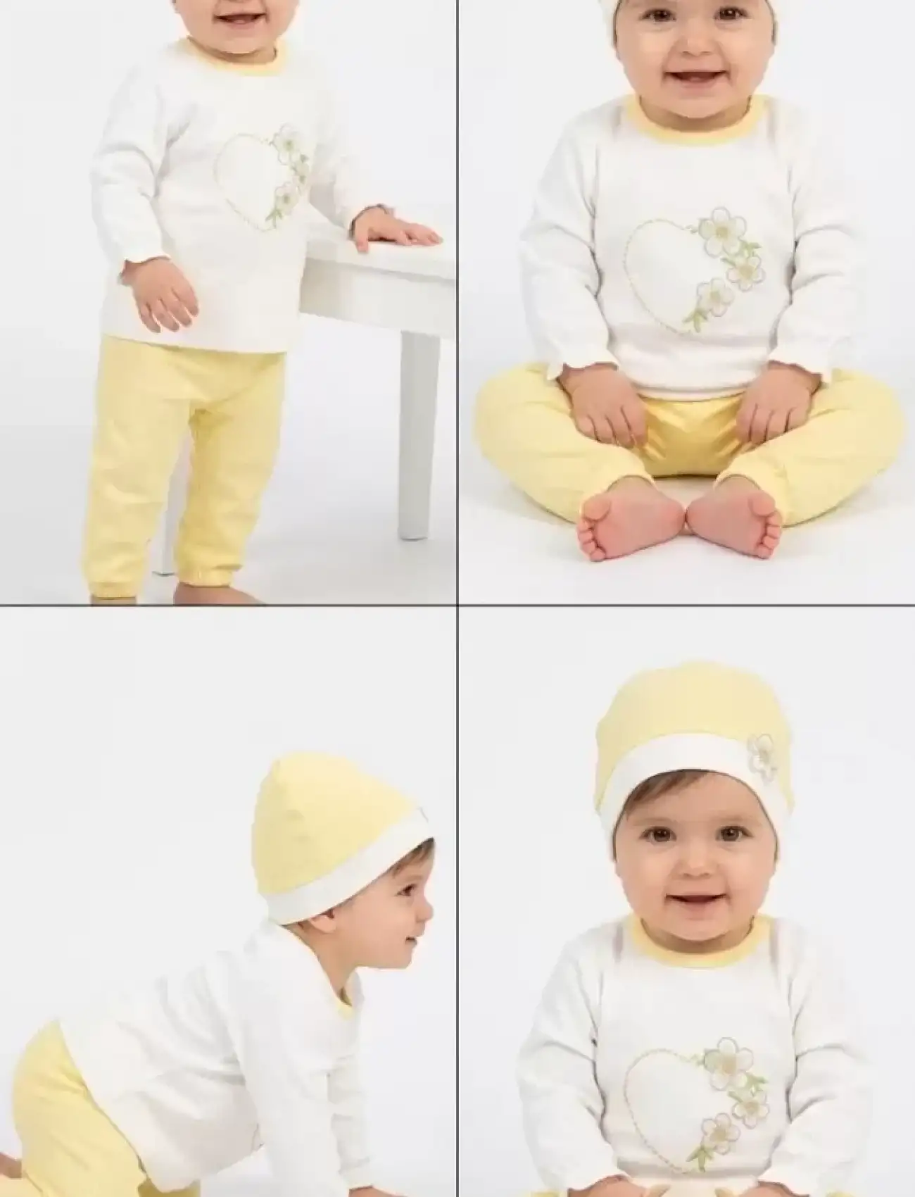 3/12 Ay Şapkalı Pamuk Bebek Takımı