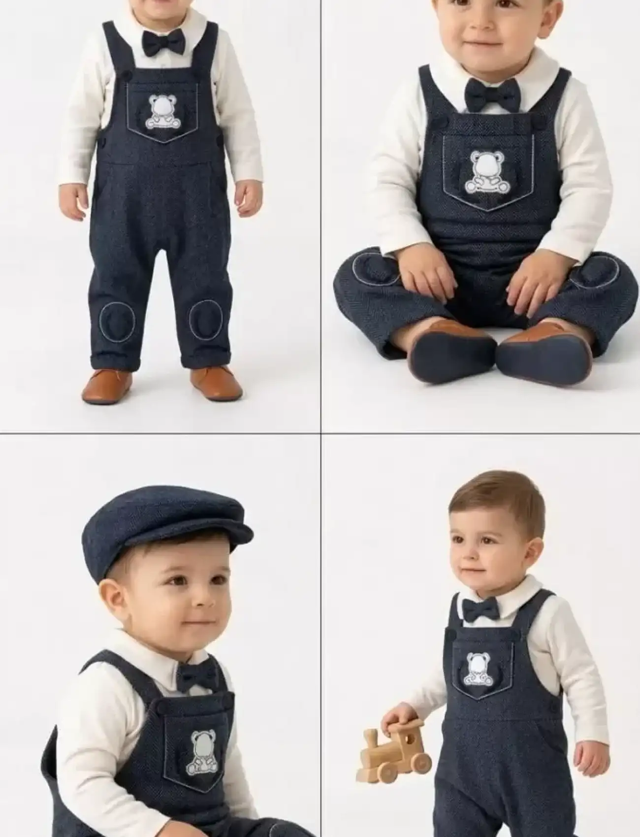 3/18 Ay Kasketli 3 Parça Salopet Bebek Takımı