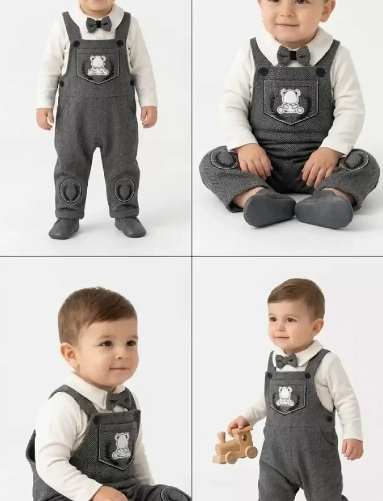 3/18 Ay Kasketli 3 Parça Salopet Bebek Takımı