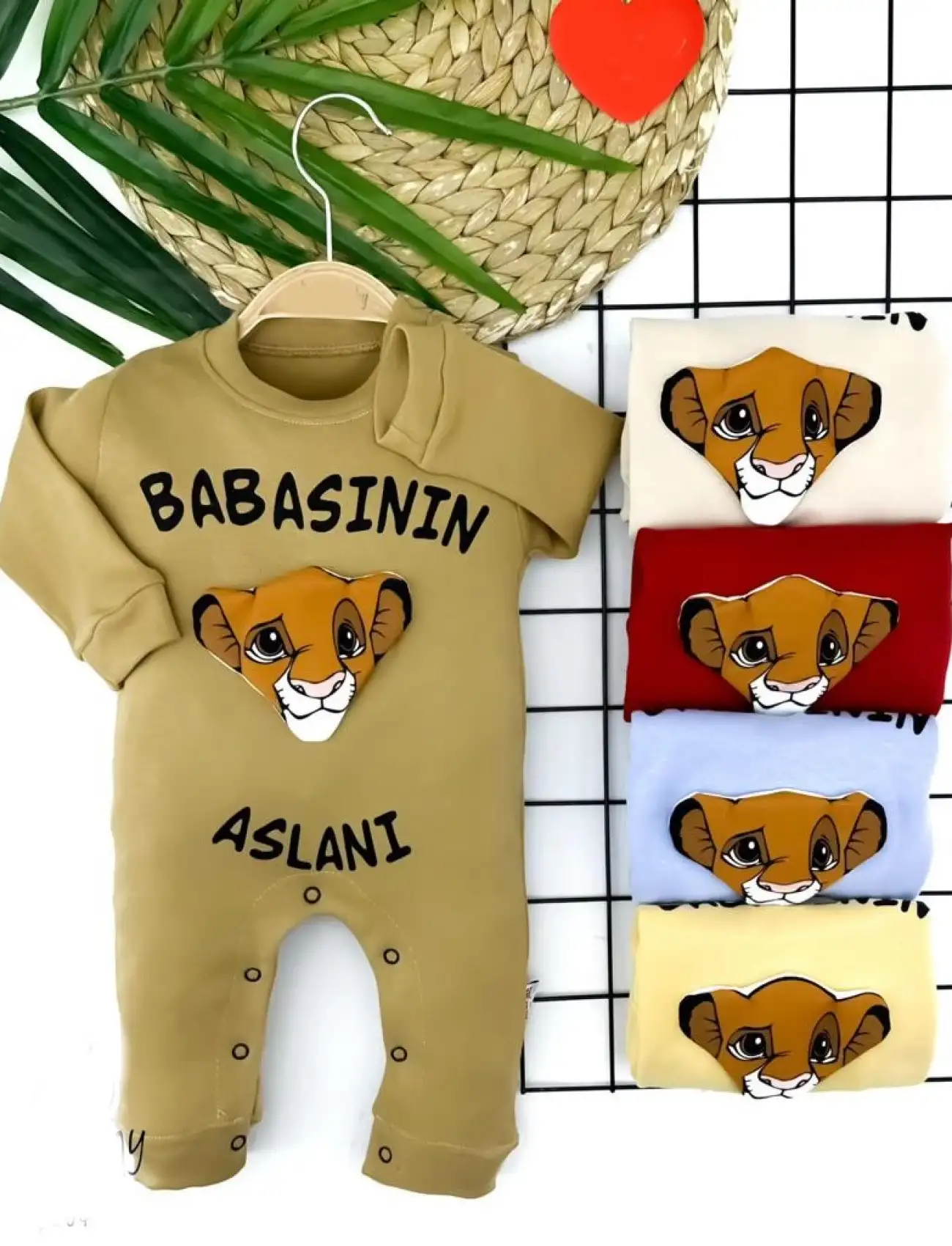 3-6-9-12 Ay Babasının Aslanı Baskılı Uzun Kollu Erkek Bebek Tulumu Mavi