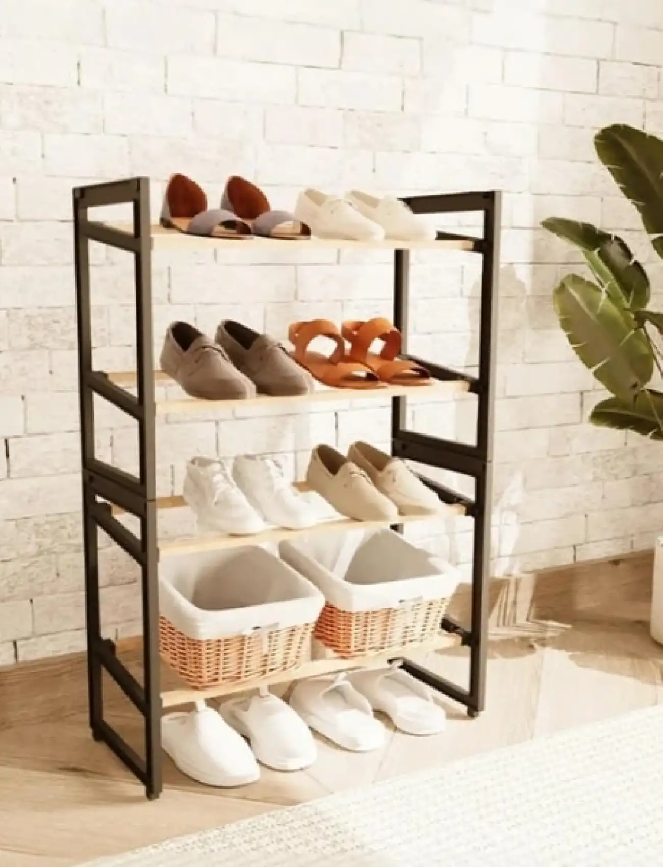 4 Katlı Ahşap Ayakkabılık