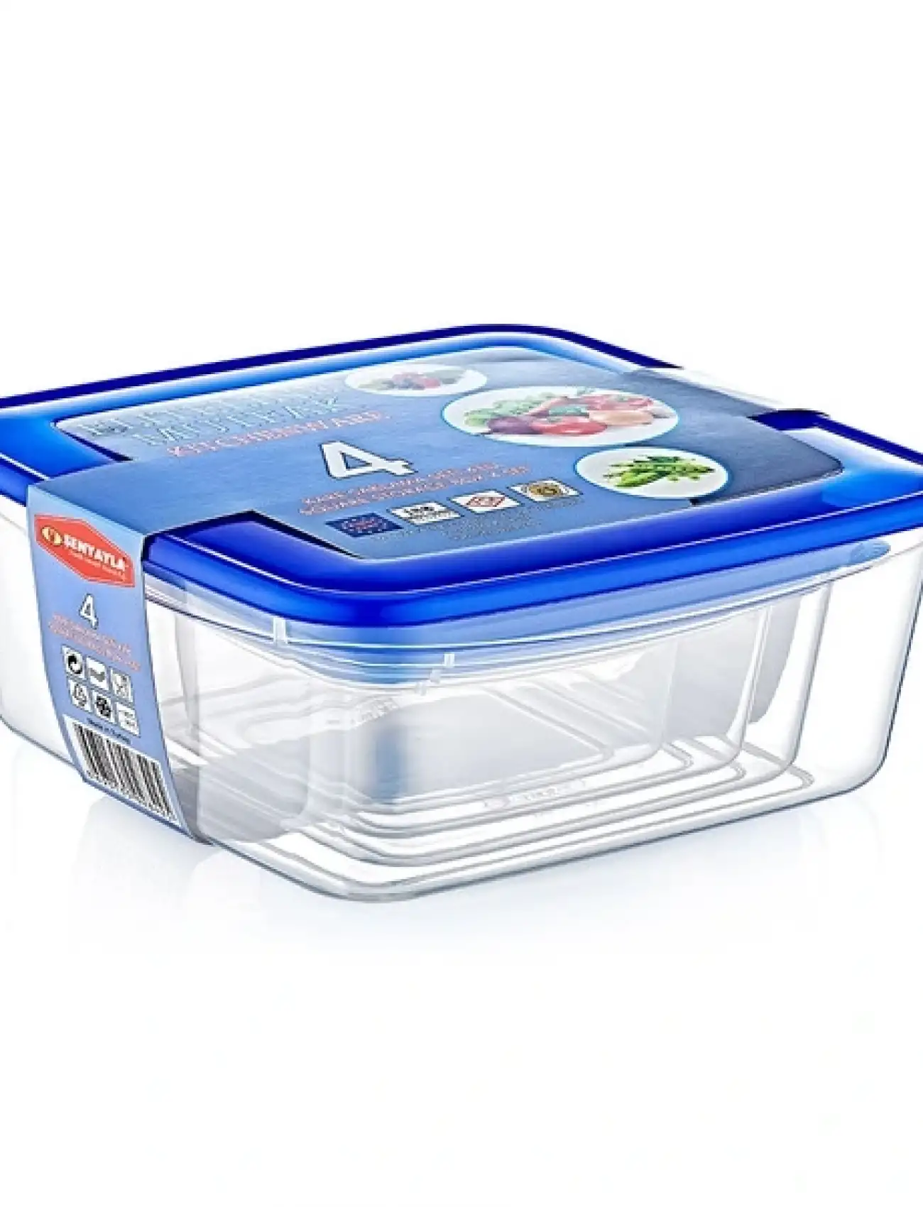 4lü Kare Saklama Kabı Seti