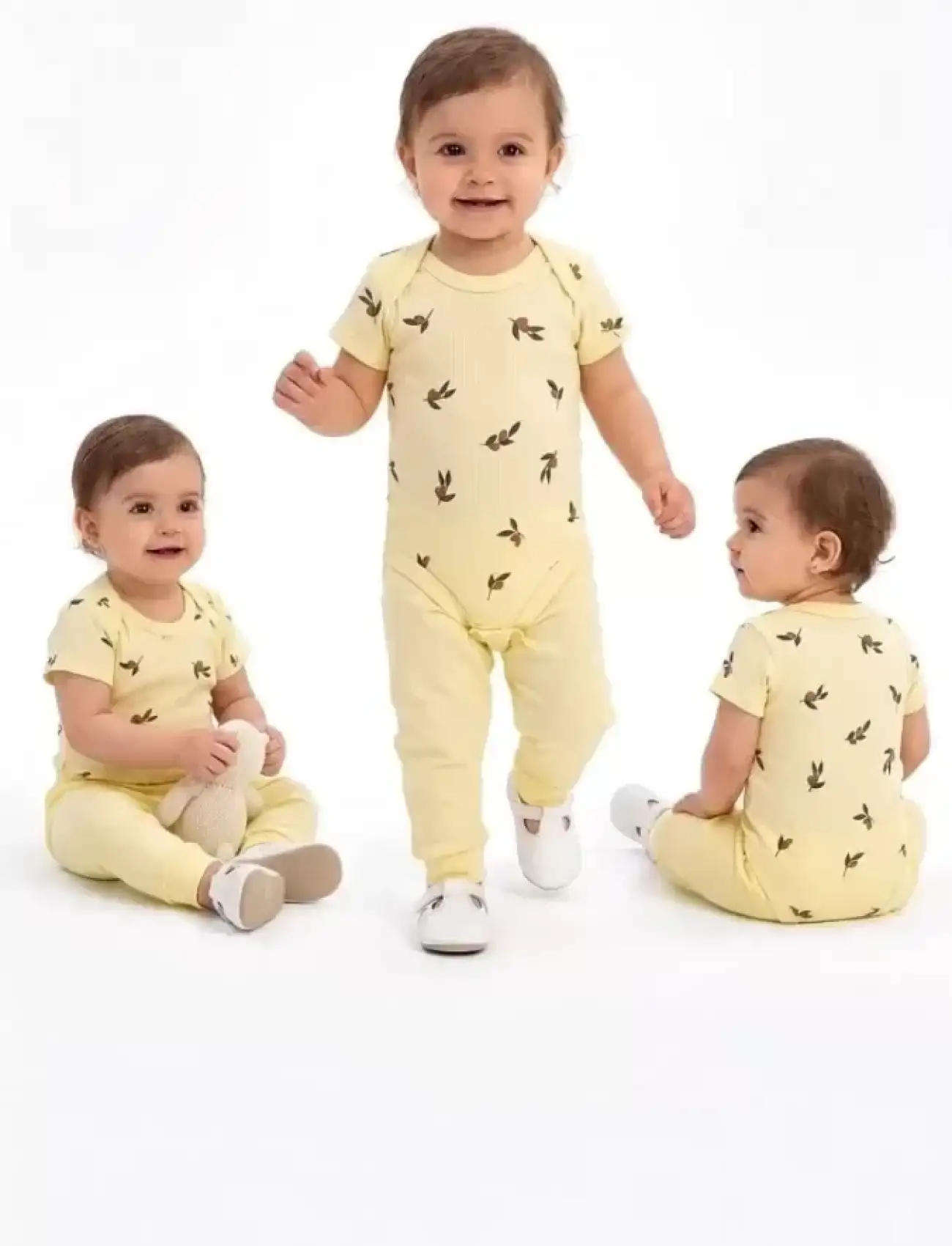 6/18 Ay Baskılı Zıbınlı Penye Bebek Takımı