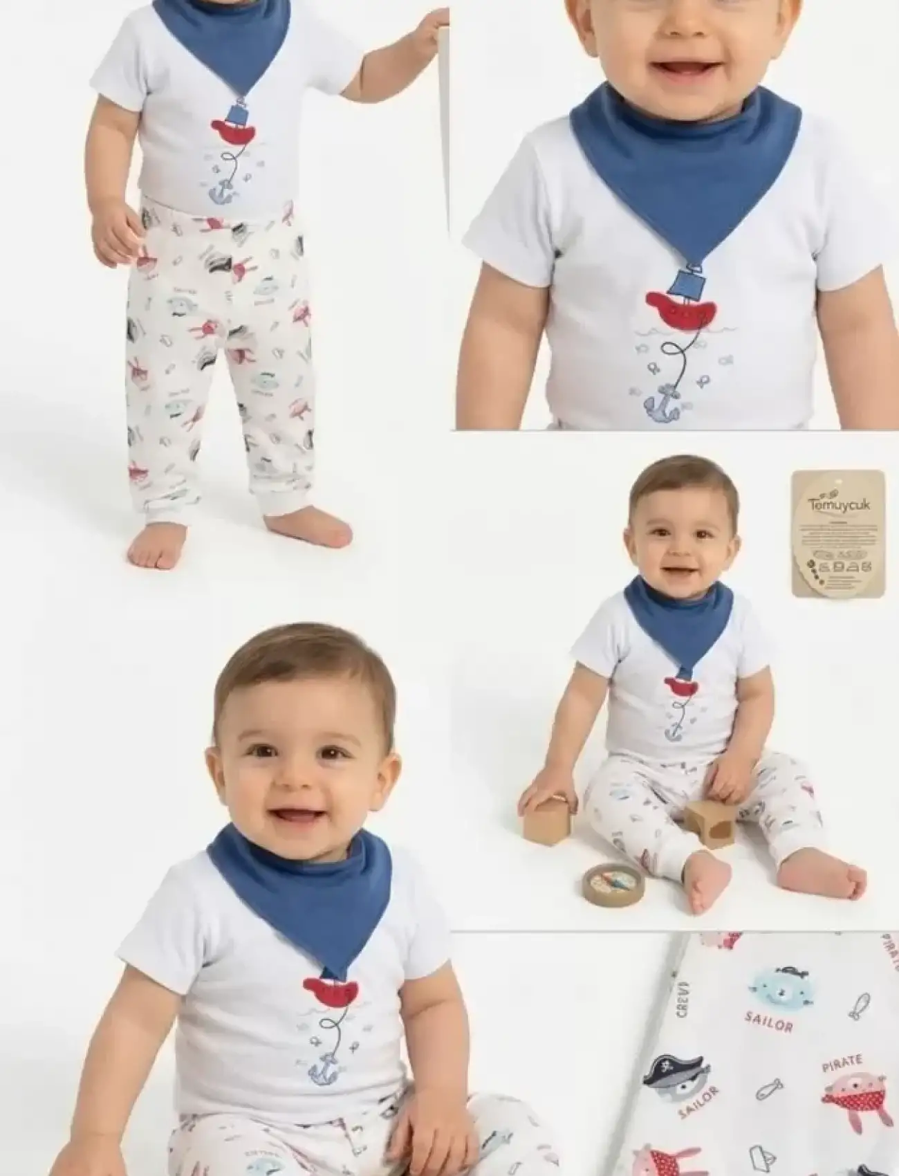 6/18 Ay Fularlı Çıtçıtlı Bady Bebek Takımı