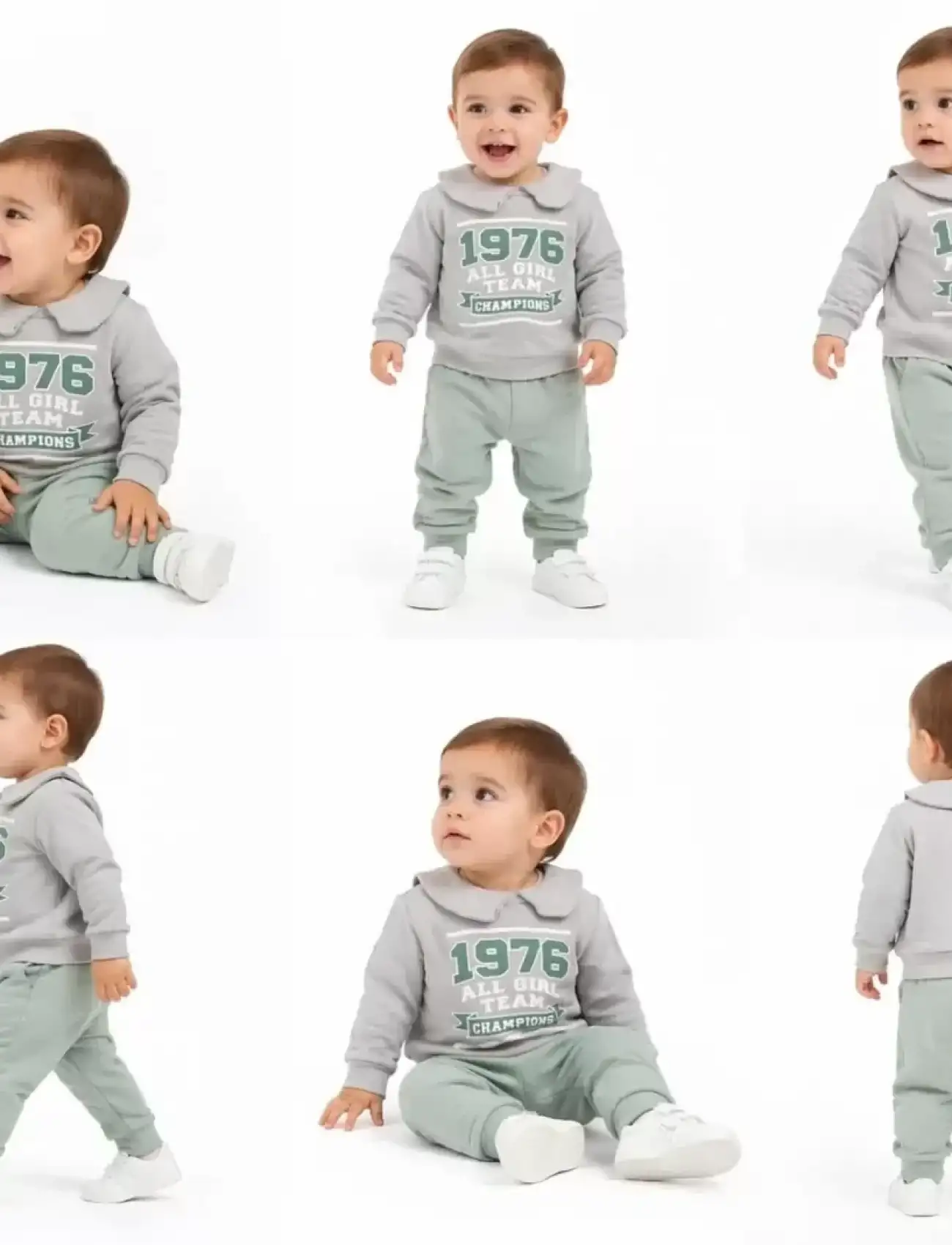 6/24 Ay Bebe Yakalı Penye Bebek Takımı