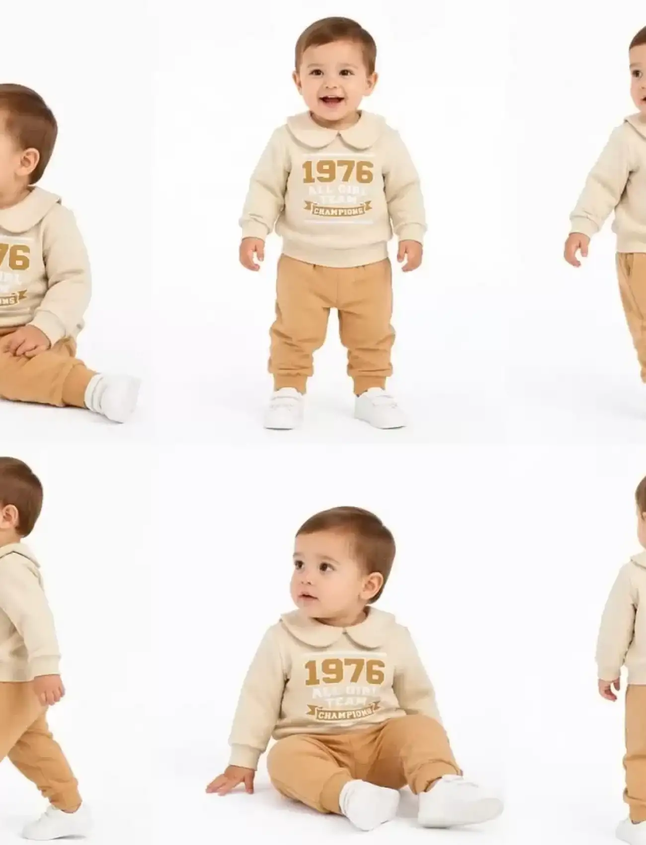 6/24 Ay Bebe Yakalı Penye Bebek Takımı