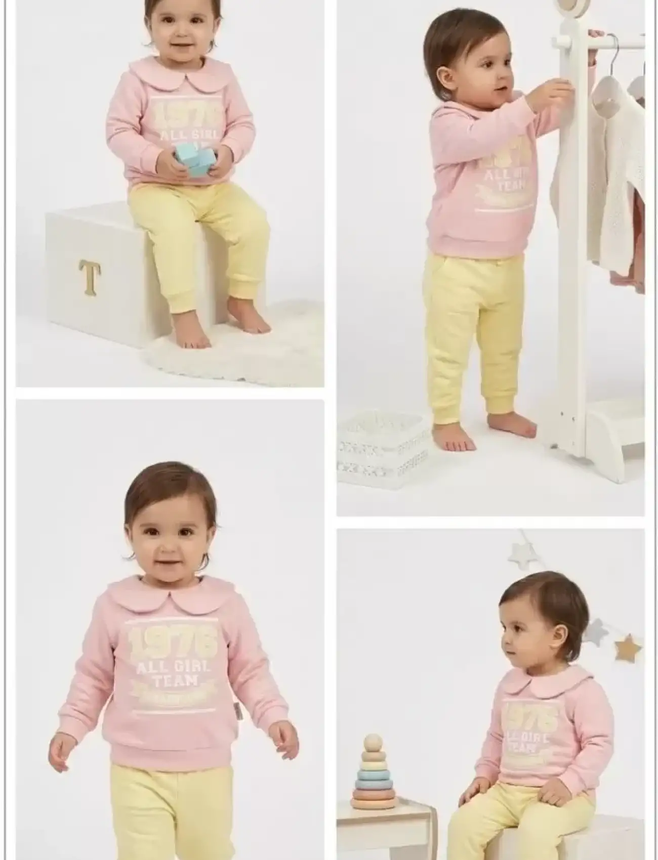 6/24 Ay Bebe Yakalı Penye Bebek Takımı