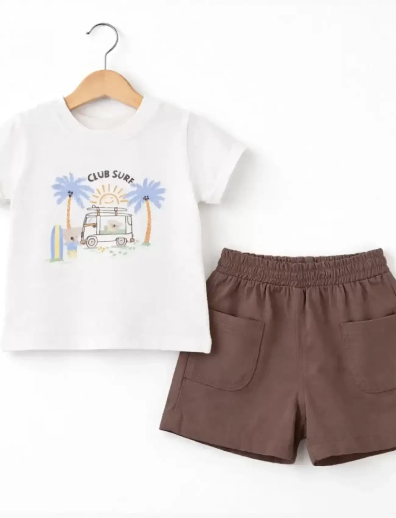 6/24 Ay Gabardin Şort Basic Tişört Bebek Takımı