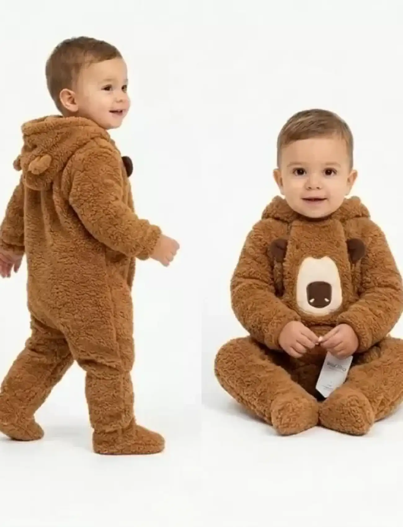 6/24 Ay Peluş Kumaş Çift Fermuarlı Bebek Tulumu