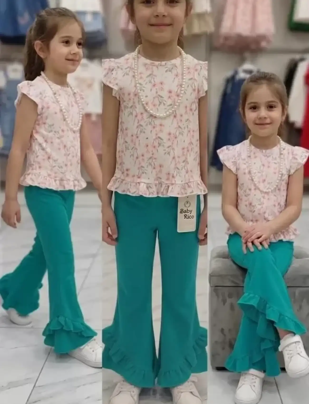 6-7-8 Yaş Kolyeli Full Likra Çocuk Takımı