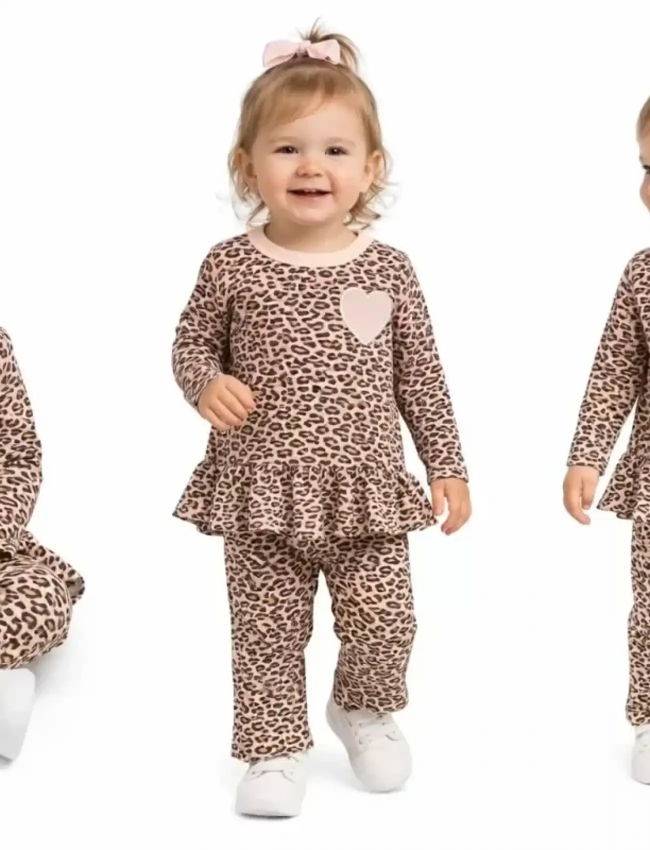 9/18 Ay Leopar Baskılı Penye Bebek Takımı