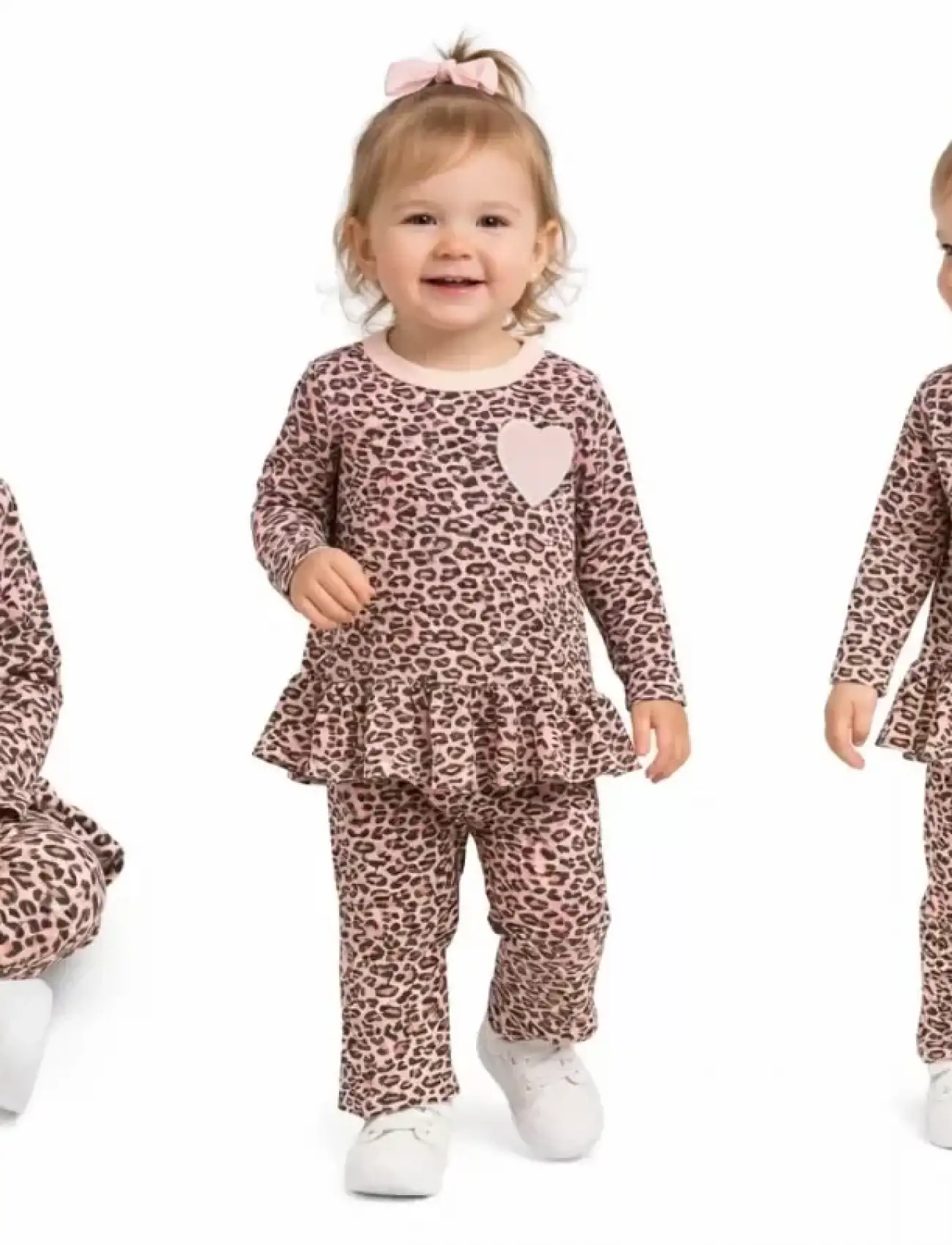 9/18 Ay Leopar Baskılı Penye Bebek Takımı