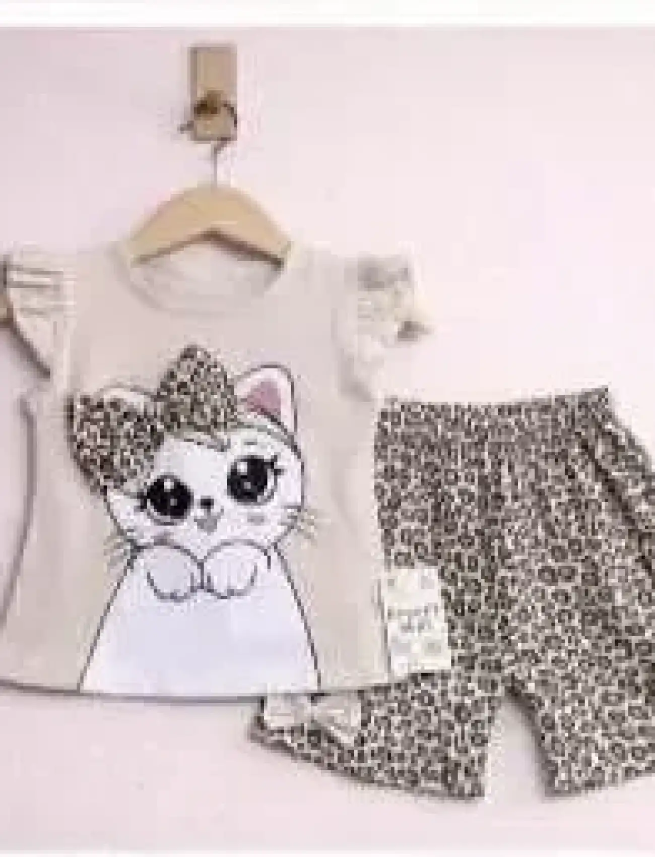9/24 Ay Leopar Kedi Baskılı Bebek Takımı