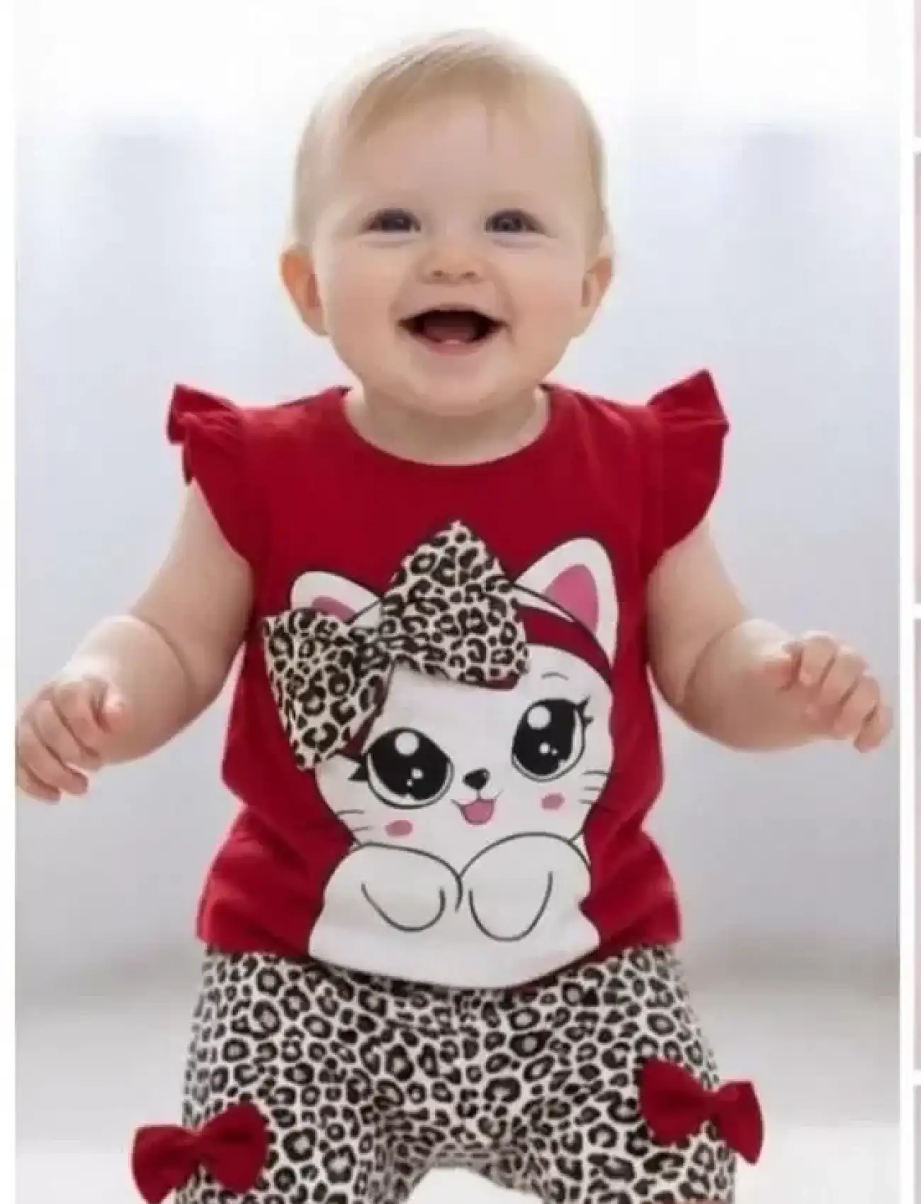9/24 Ay Leopar Kedi Baskılı Bebek Takımı