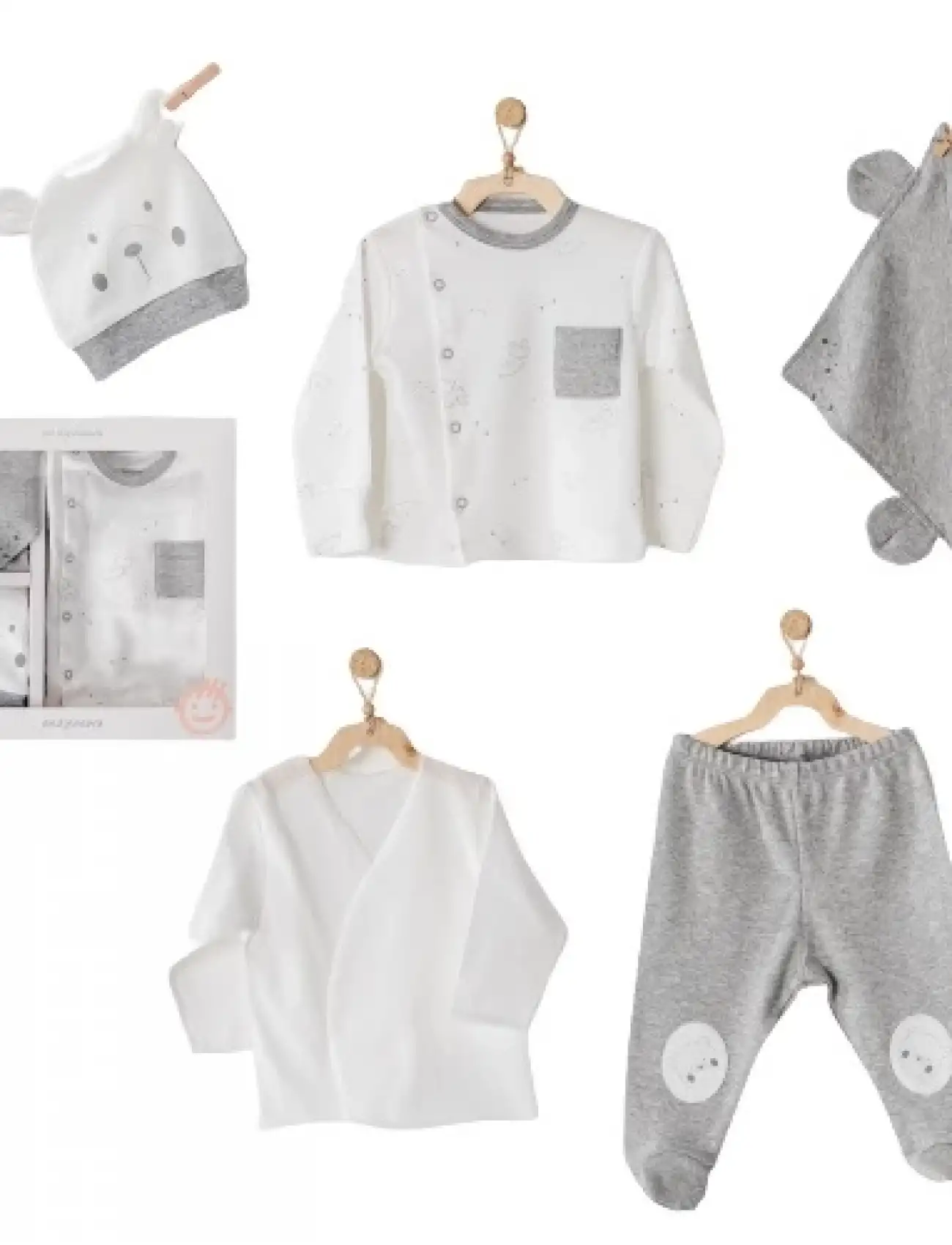 Andywawa AC24280 Hello Little One 5 Parça Hastane Çıkışı Ekru