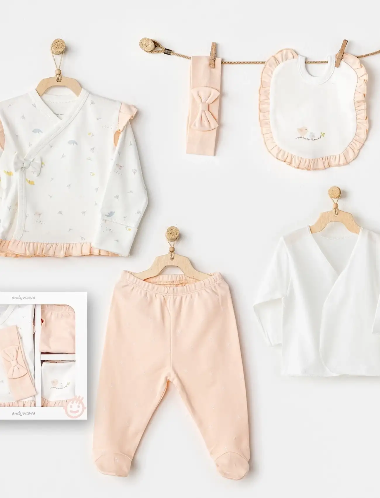 Spring Birds 5Li Bebek Hastane Çıkış Seti Ekru