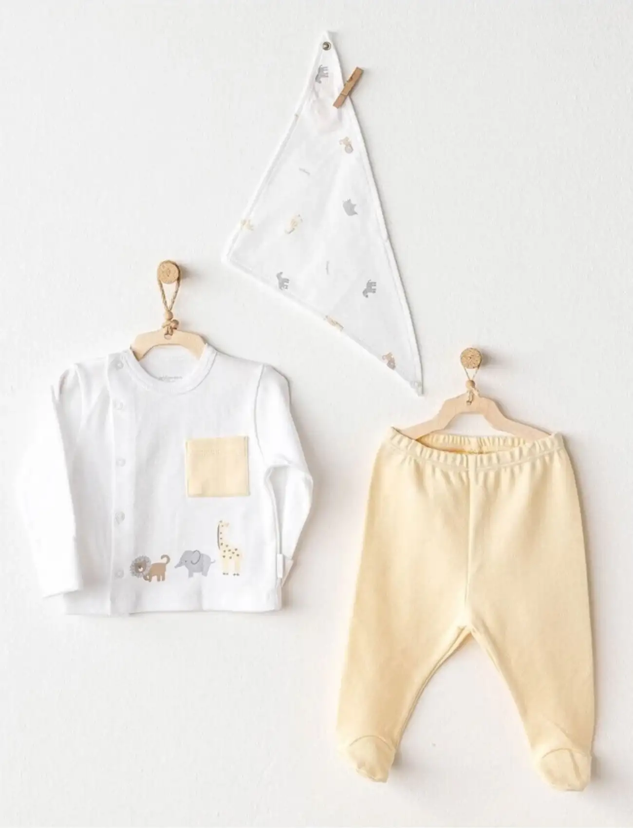 Andywawa AC25807 Side Snap Set Little King 3Lü Zıbın Set Yellow