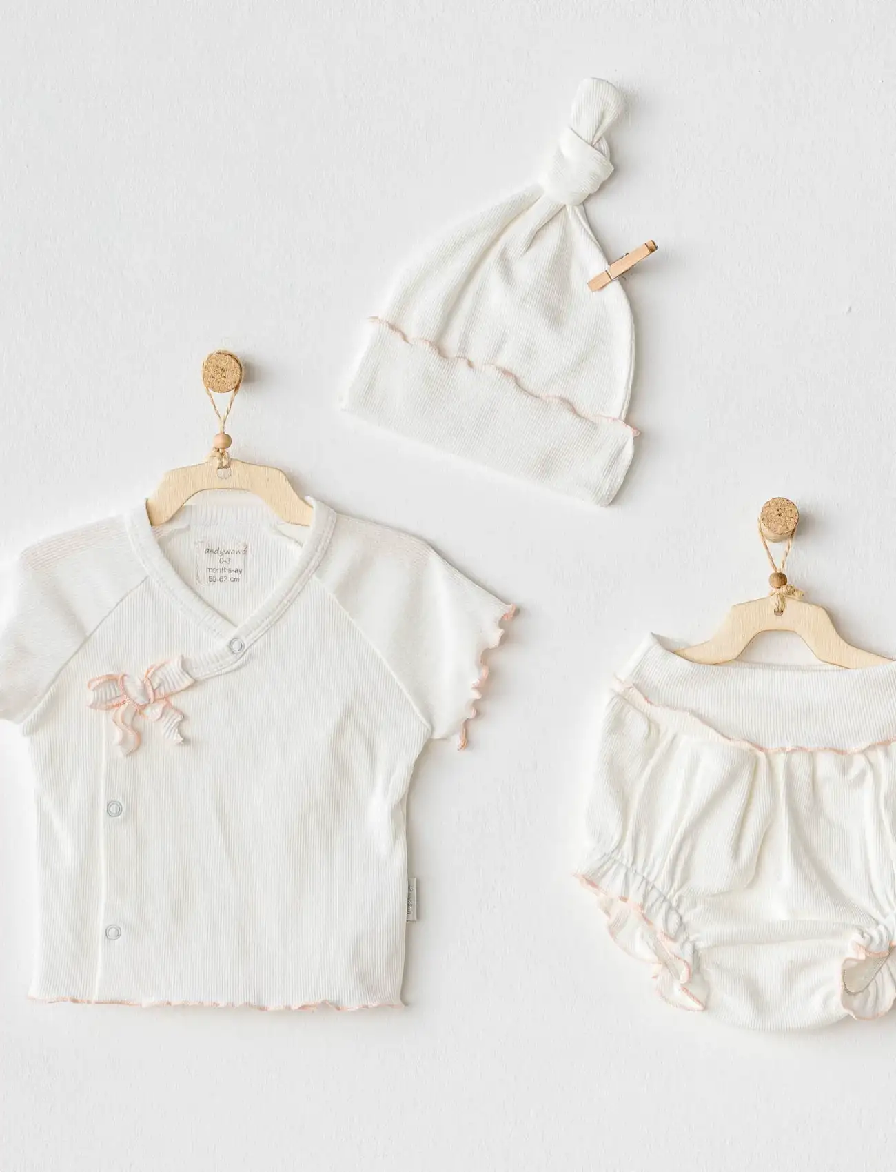 3Lü Basic Bebe Takım Ekru