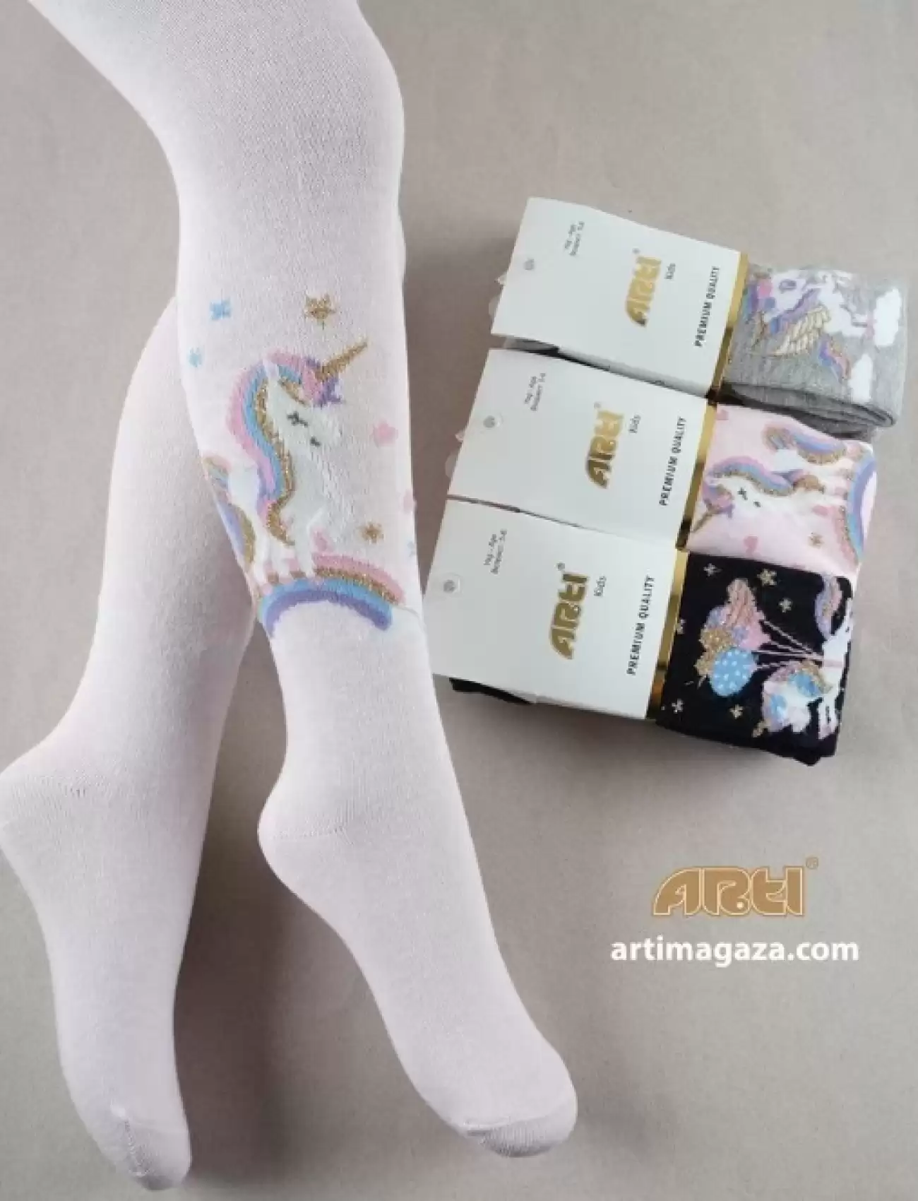 Unicorn Kız Külotlu Çorap  Asorti