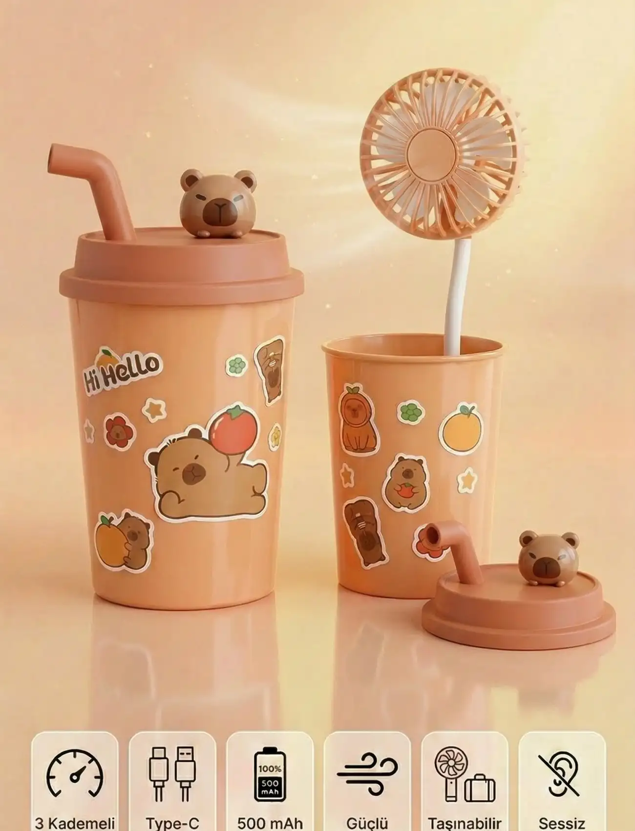 Bardak Model Mini Ayıcıklı Fan