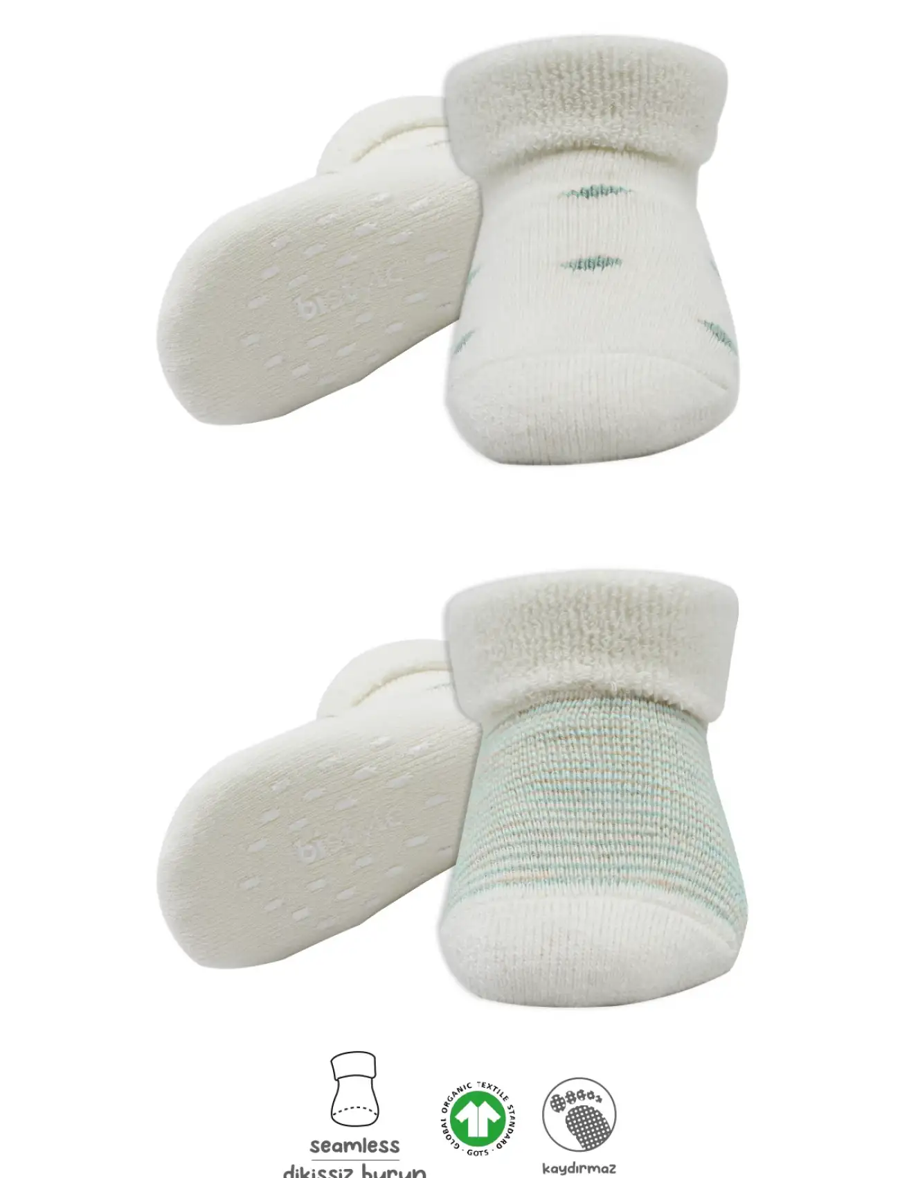 2Li Havlu Soket Kaymaz Çorap 10504 Nil Ekru