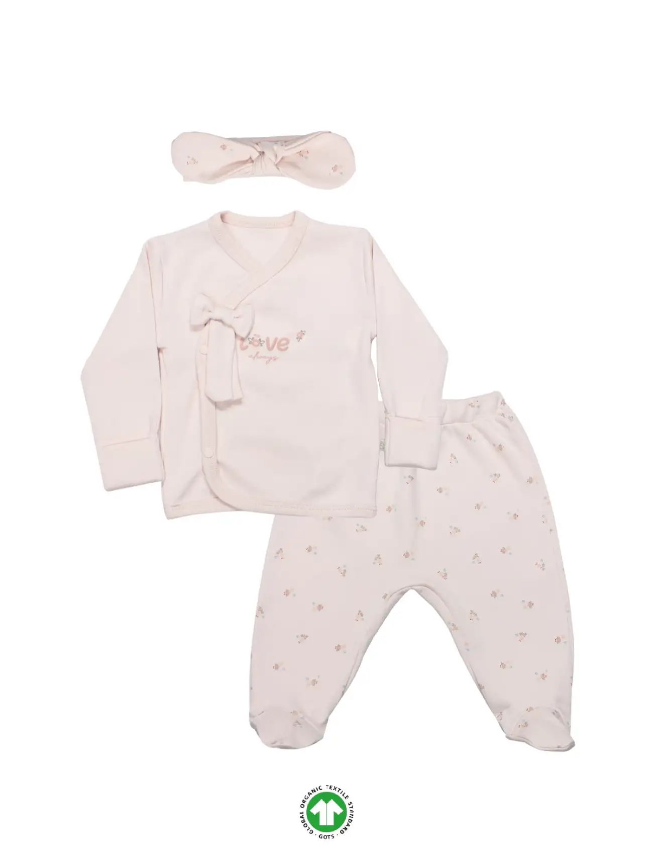 3Lü Zıbın Takım Grow İn Love 13102 Pembe Ekru