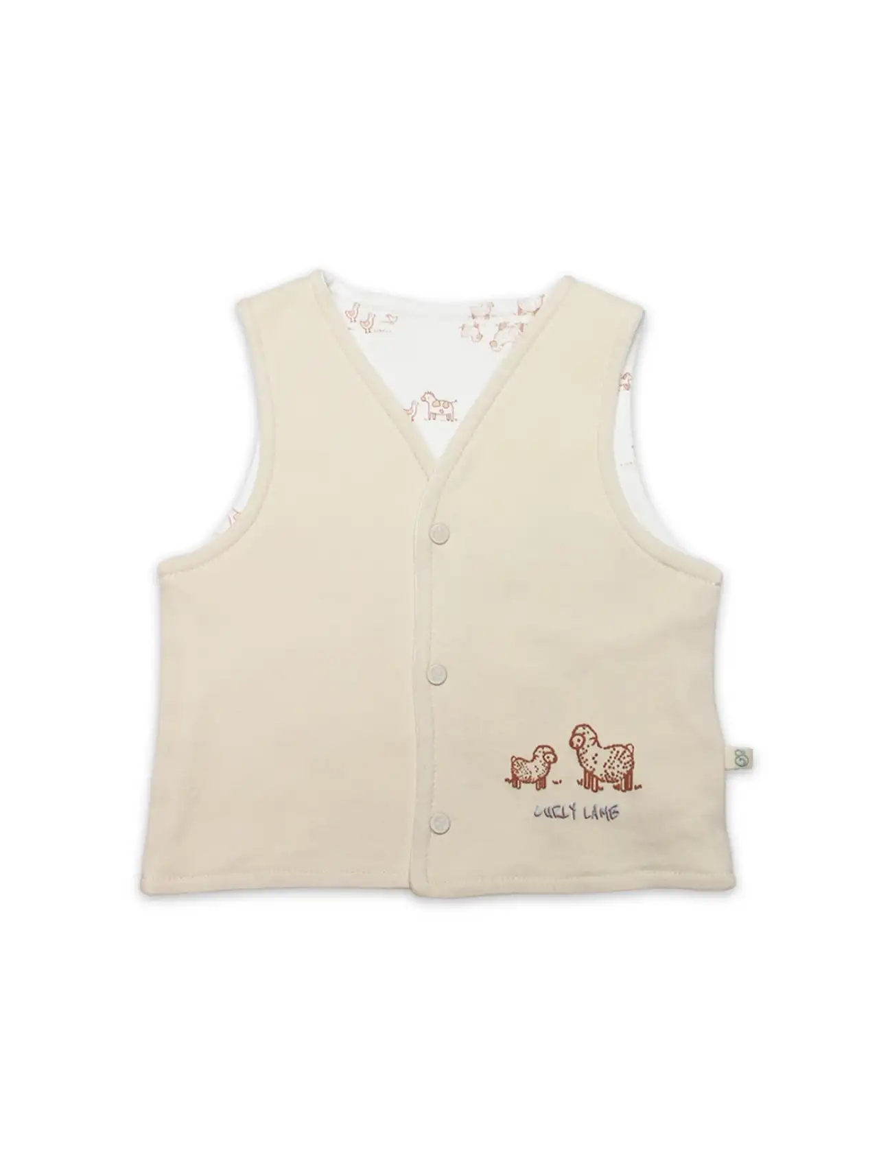 Curly Lamb Çift Taraflı Yelek 18107 Bej Mavi Ekru