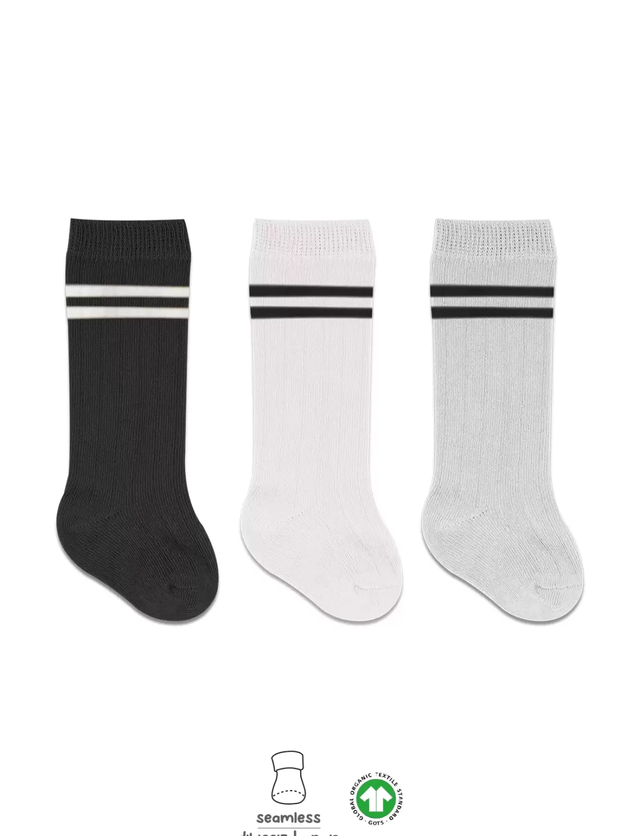 Bistyle Derby Dizaltı Çorap 3Lü BS40101 Siyah Ekru Gri Çemberli