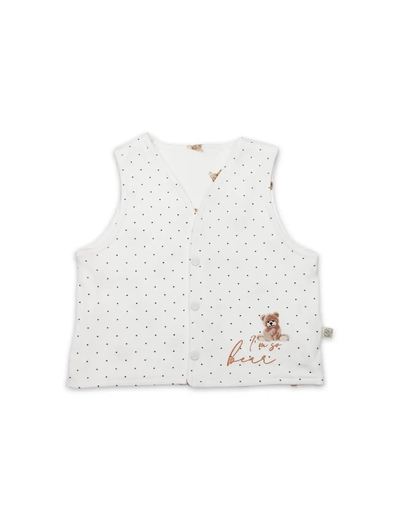 I Am So Bear Çift Taraflı Bebe Yelek 18103 Bej Ekru