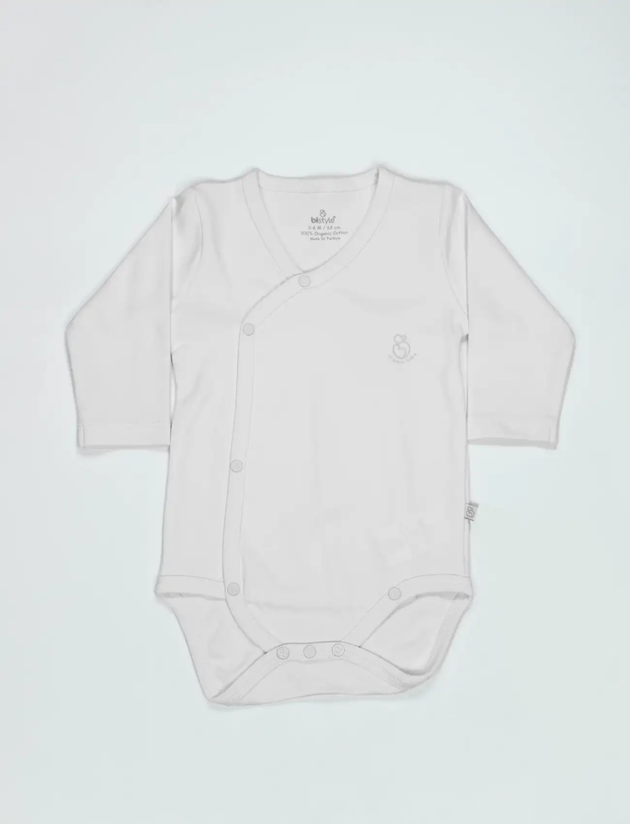 Bistyle Organik Natural Basic Style Kruvaze Uzun Kol Body BS17102 Beyaz