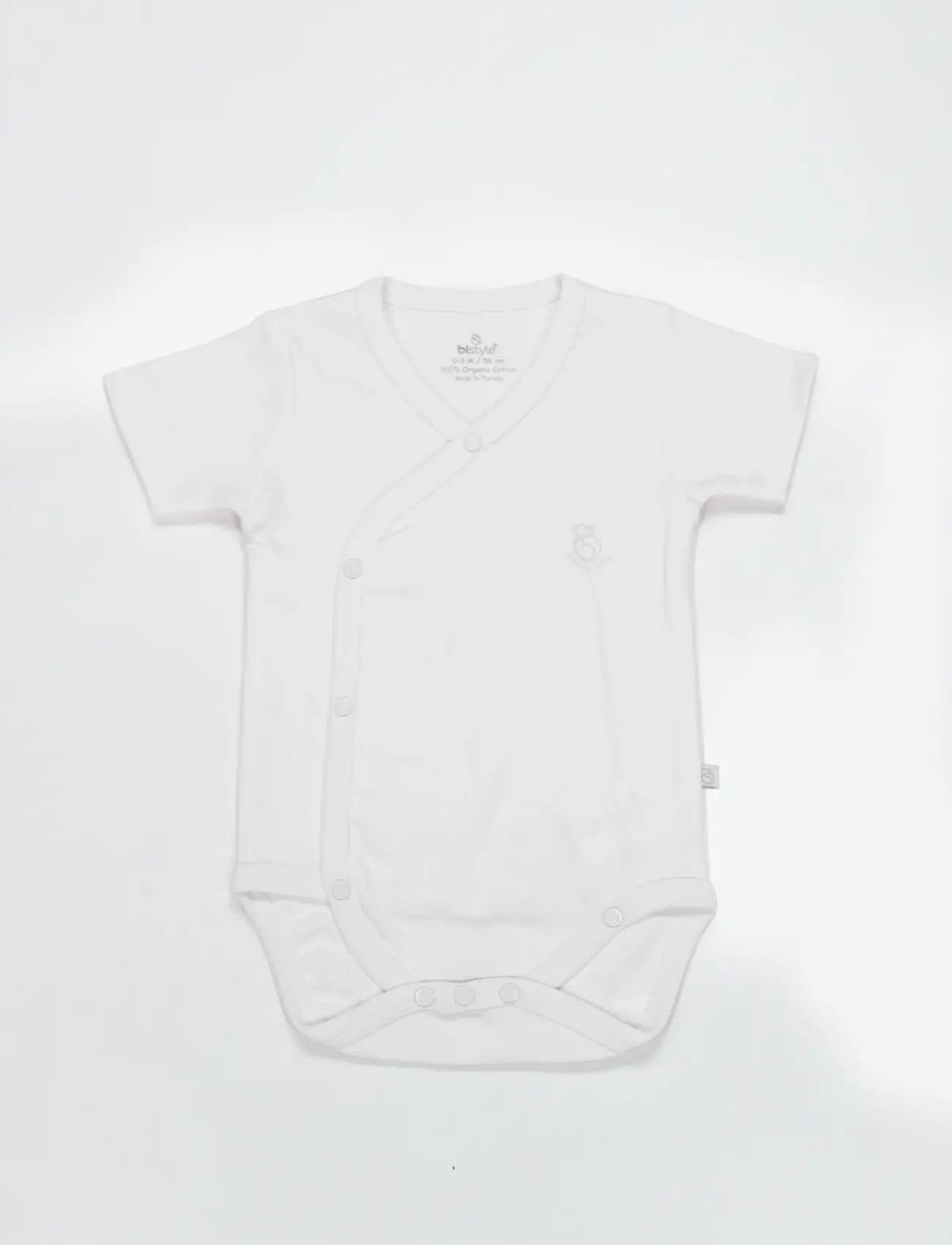 Bistyle Organik Natural Basic Style Kruvaze Yarım Kol Body BS17101 Beyaz