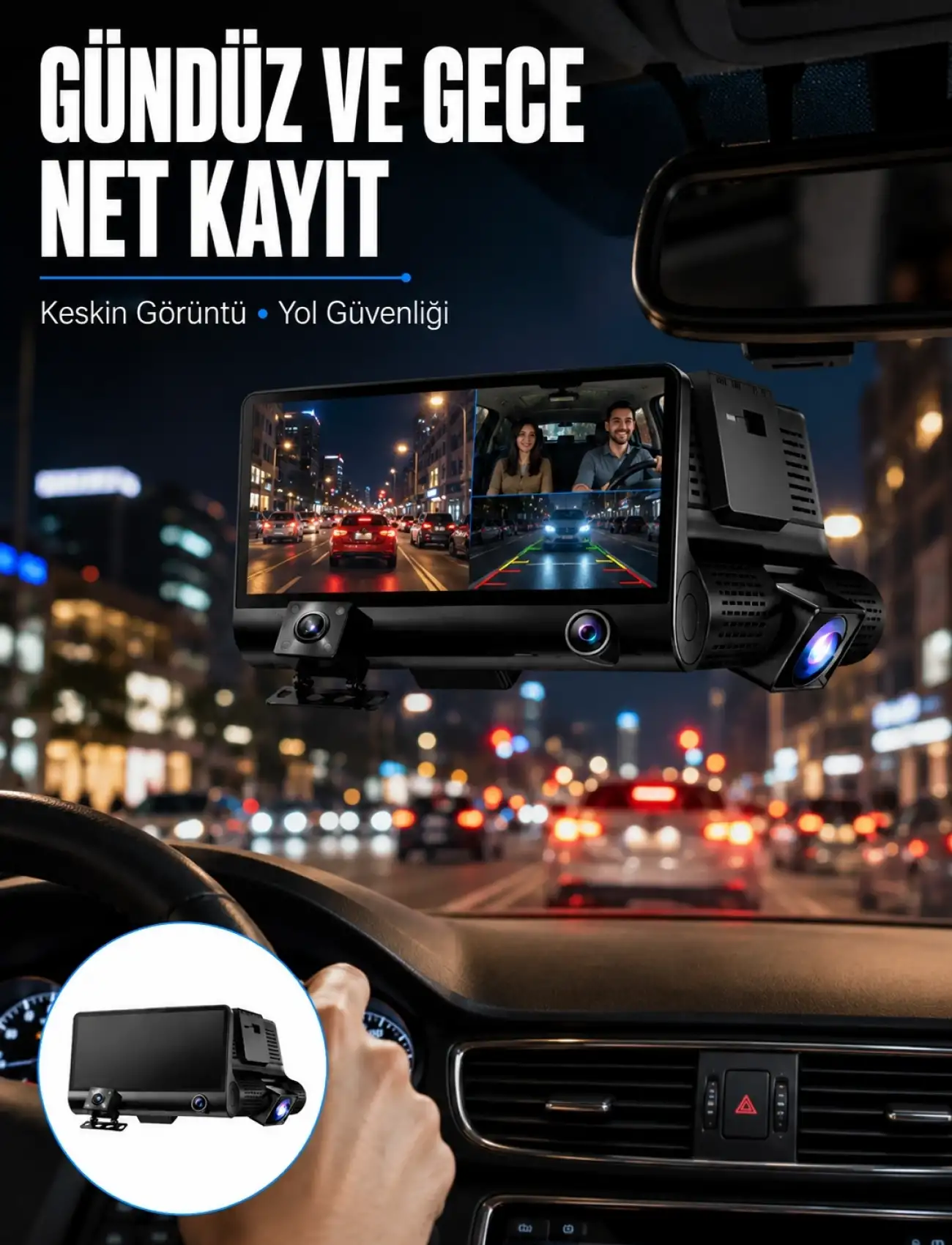 Çift Lens Araç Güvenlik Kamerası G Sensörlü Full Hd Yeni Nesil