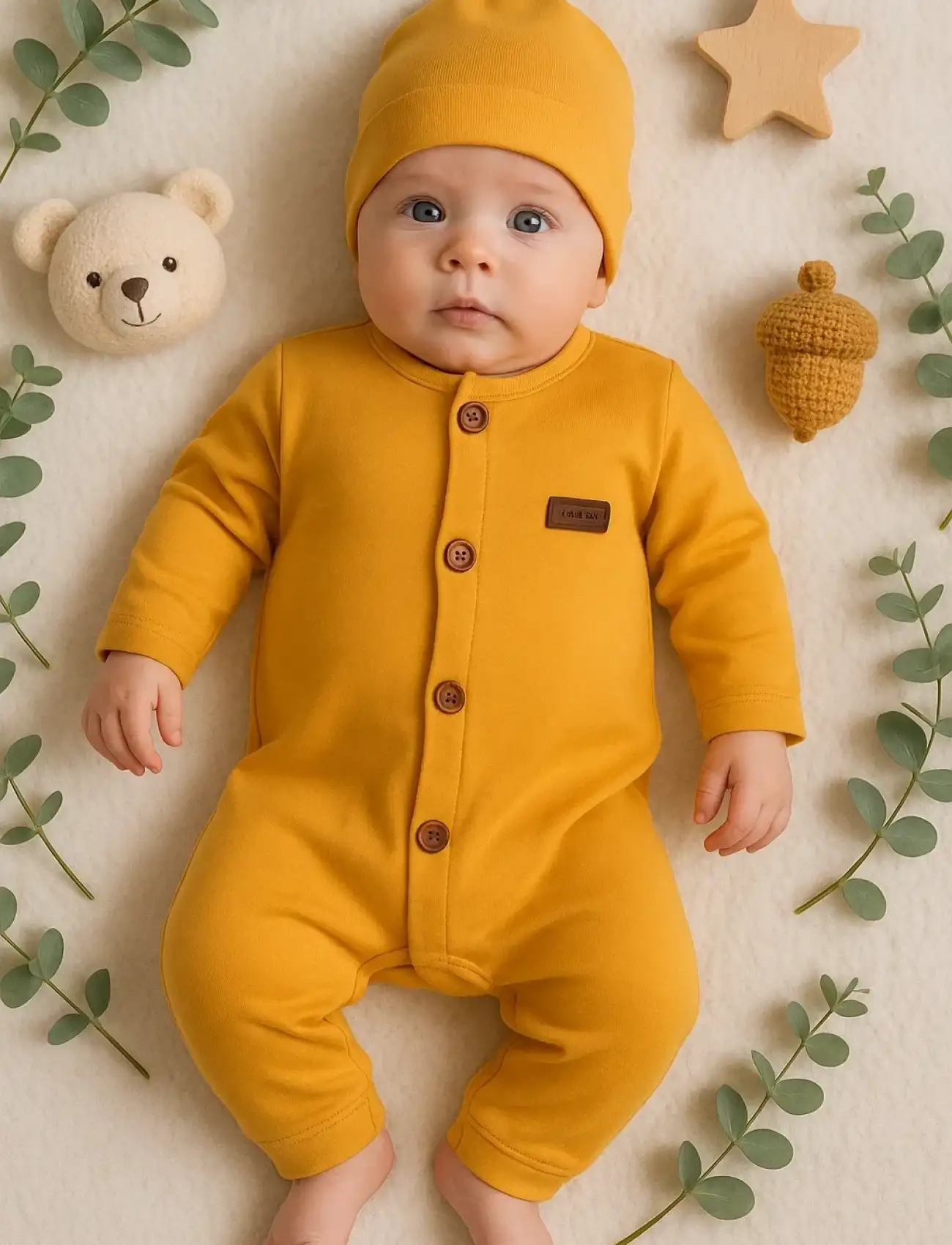 Düğmeli Önden Açık İnterlok Tulum